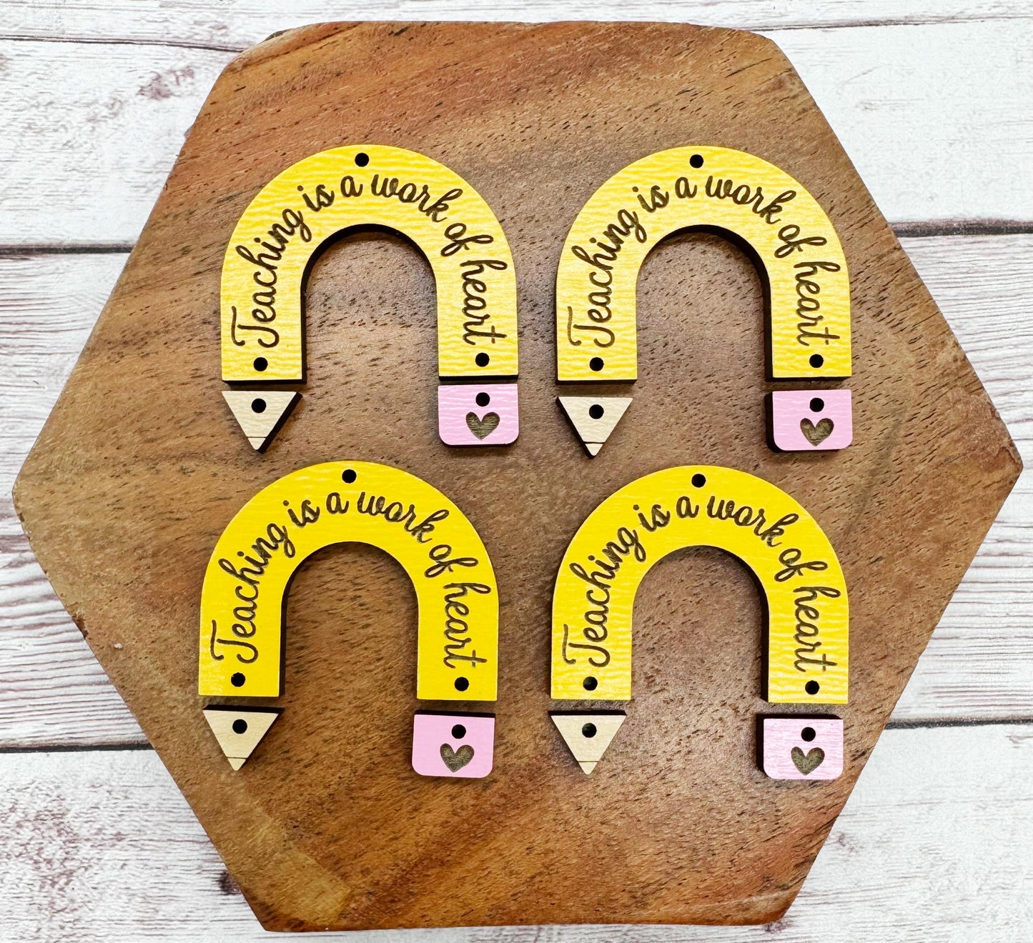 Teaching is a Work of Heart Pencil Teacher School Earring Blanks, DIY Jewelry Making