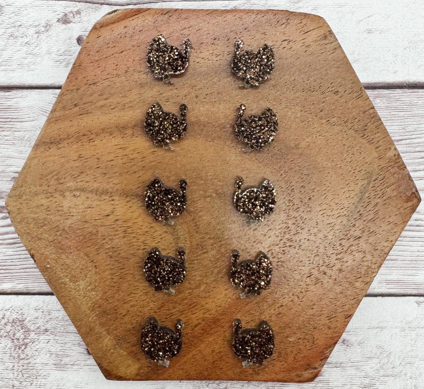 Brown Glitter Acrylic Turkey Fall Thanksgiving Stud Earring Blanks Set of 5 Pair DIY Jewelry Making