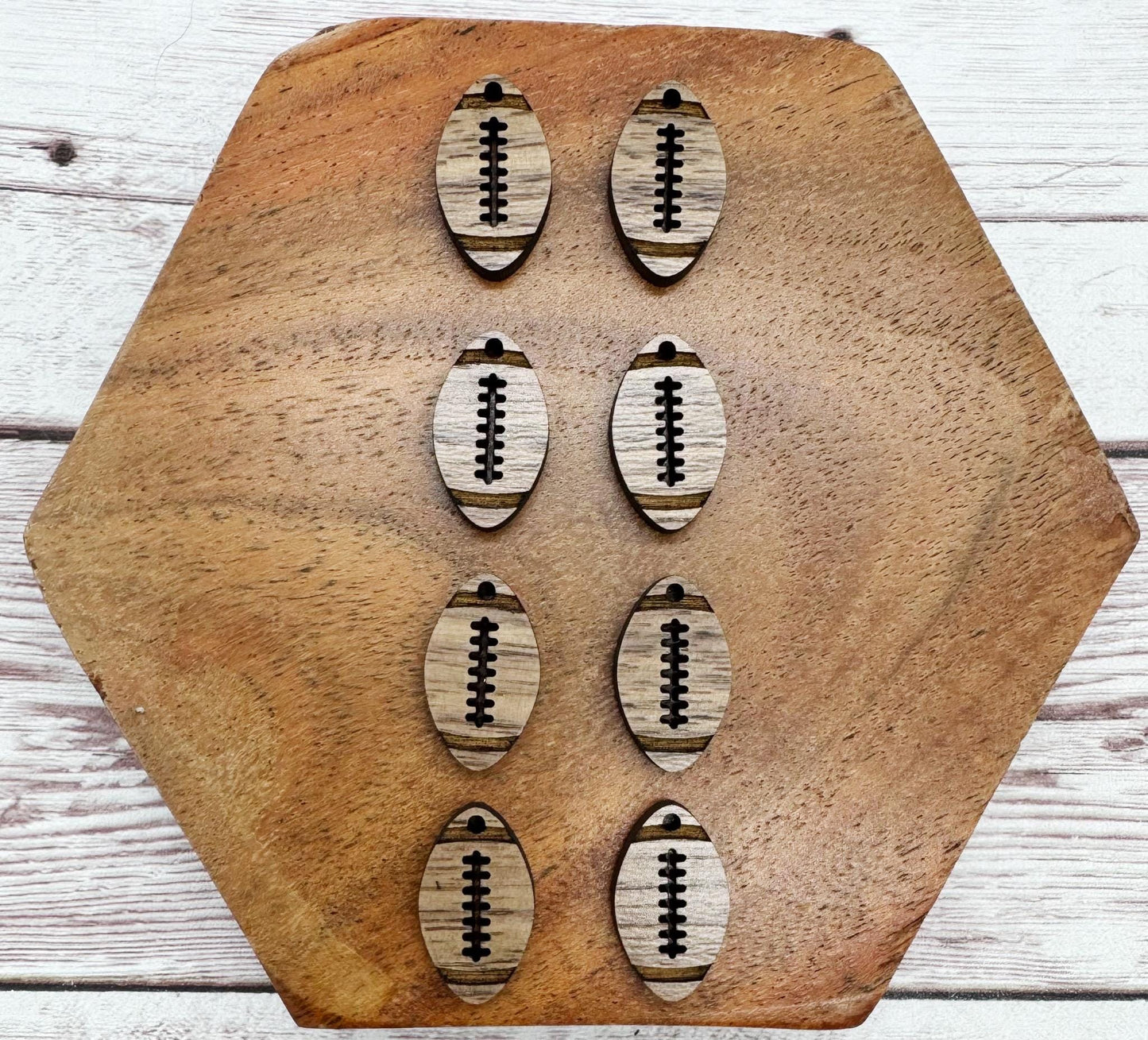 Set of 4 Pair Mini Engraved Football Dangle Earring Blanks, Sports, DIY Jewelry Making