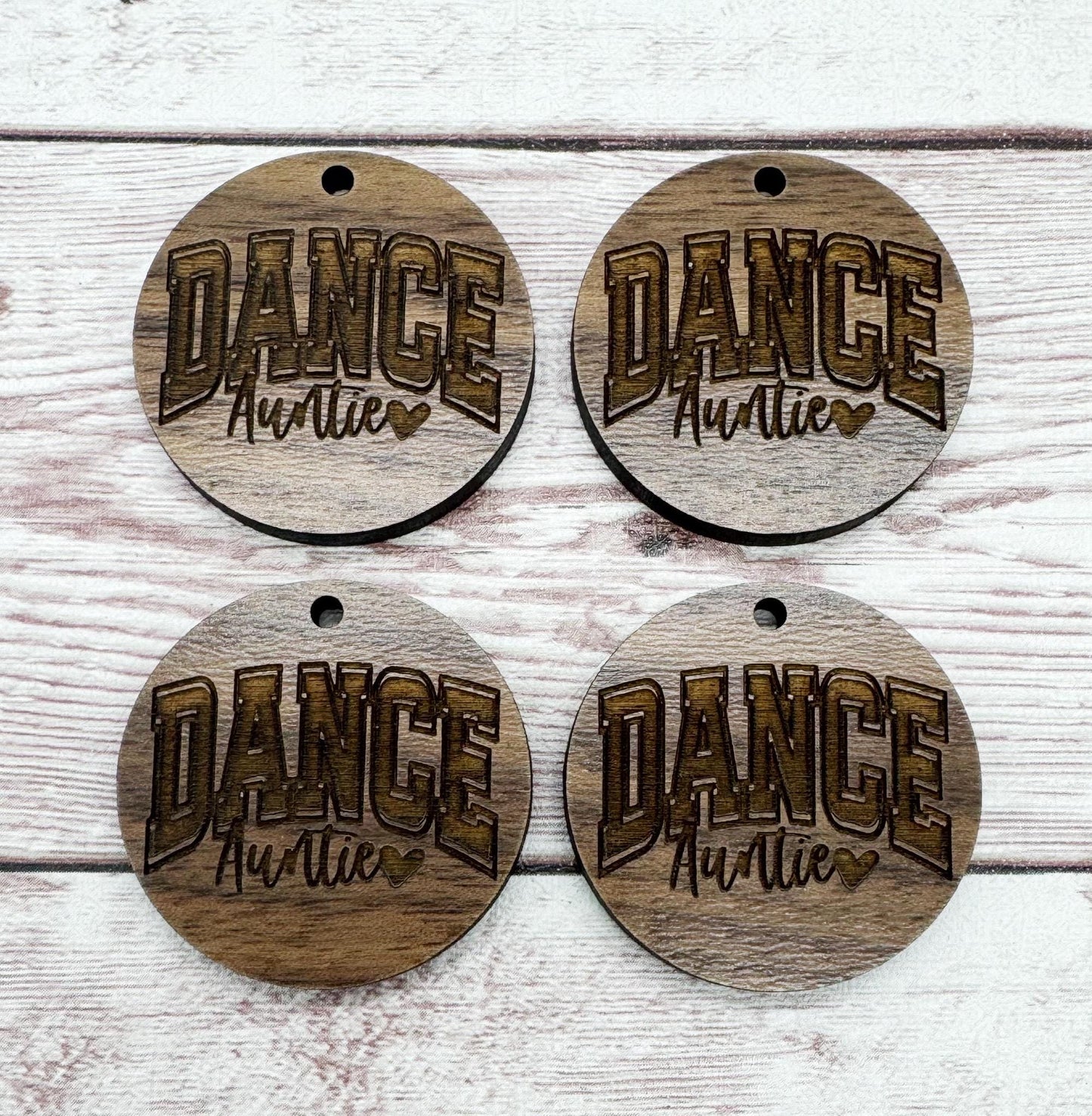 Wood Engraved Dance Auntie Earring Blanks, Sports, Finished Walnut Blank, DIY Jewelry Making