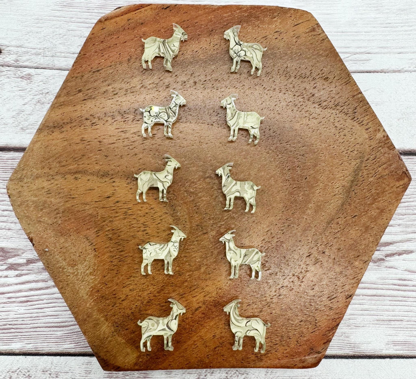 Goat Animal Stud Earring Blanks Set of 5 Pair Tooled Leather Print Acrylic DIY Jewelry Making