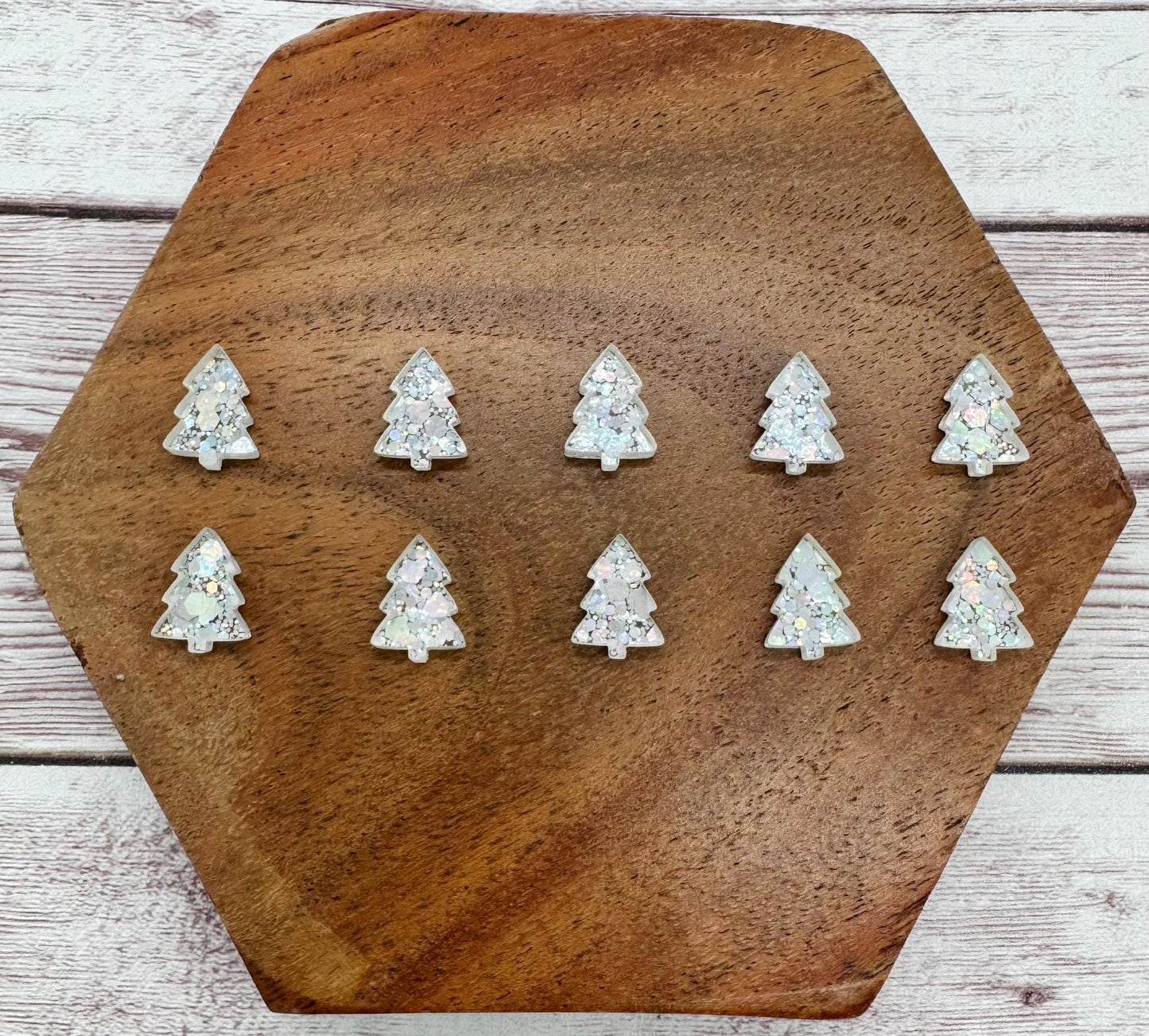 Holographic Glitter Acrylic Christmas Tree Stud Earring Blanks Set of 5 Pair DIY Jewelry Making