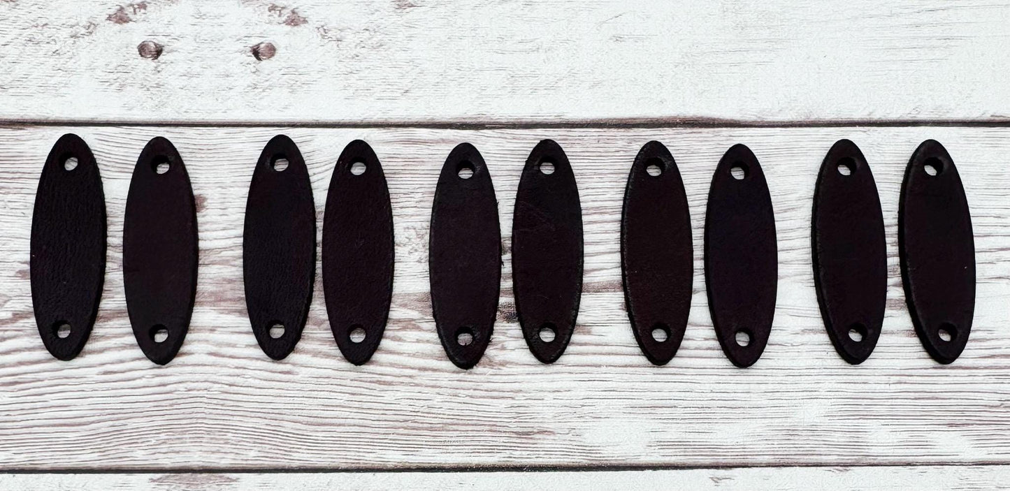 Dark Burgandy Wine Vegetable Tanned Leather Cuffs Set of 5 Pair, Earring Connectors, DIY Jewelry Making