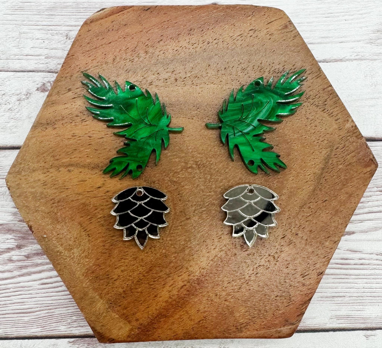 Pinecone and Branch Christmas Winter Acrylic Set Earring Blanks, DIY Jewelry Making