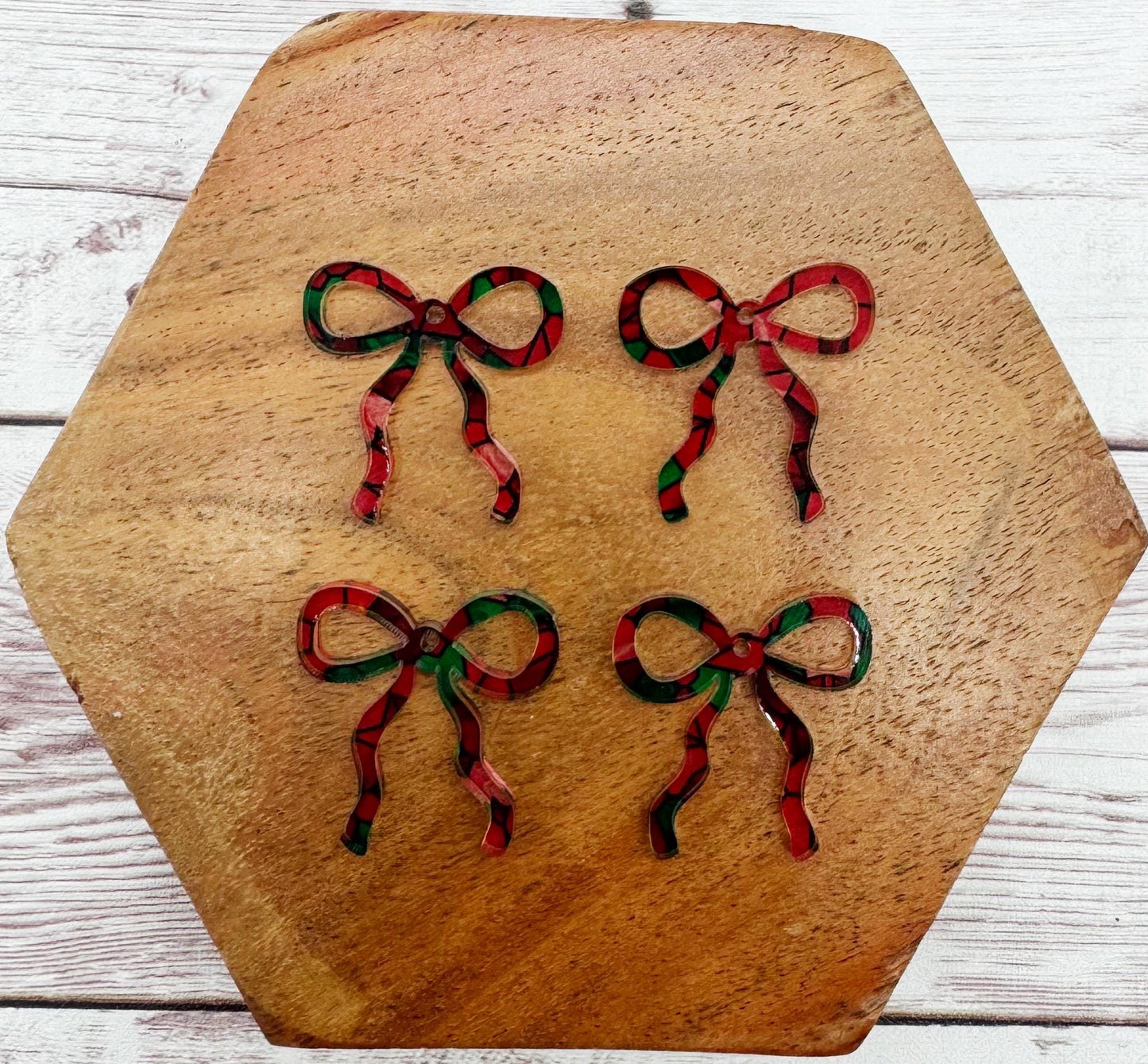Set of 2 Stained Glass Acrylic Mini Croquet Bow Earring Blanks DIY Jewelry Making