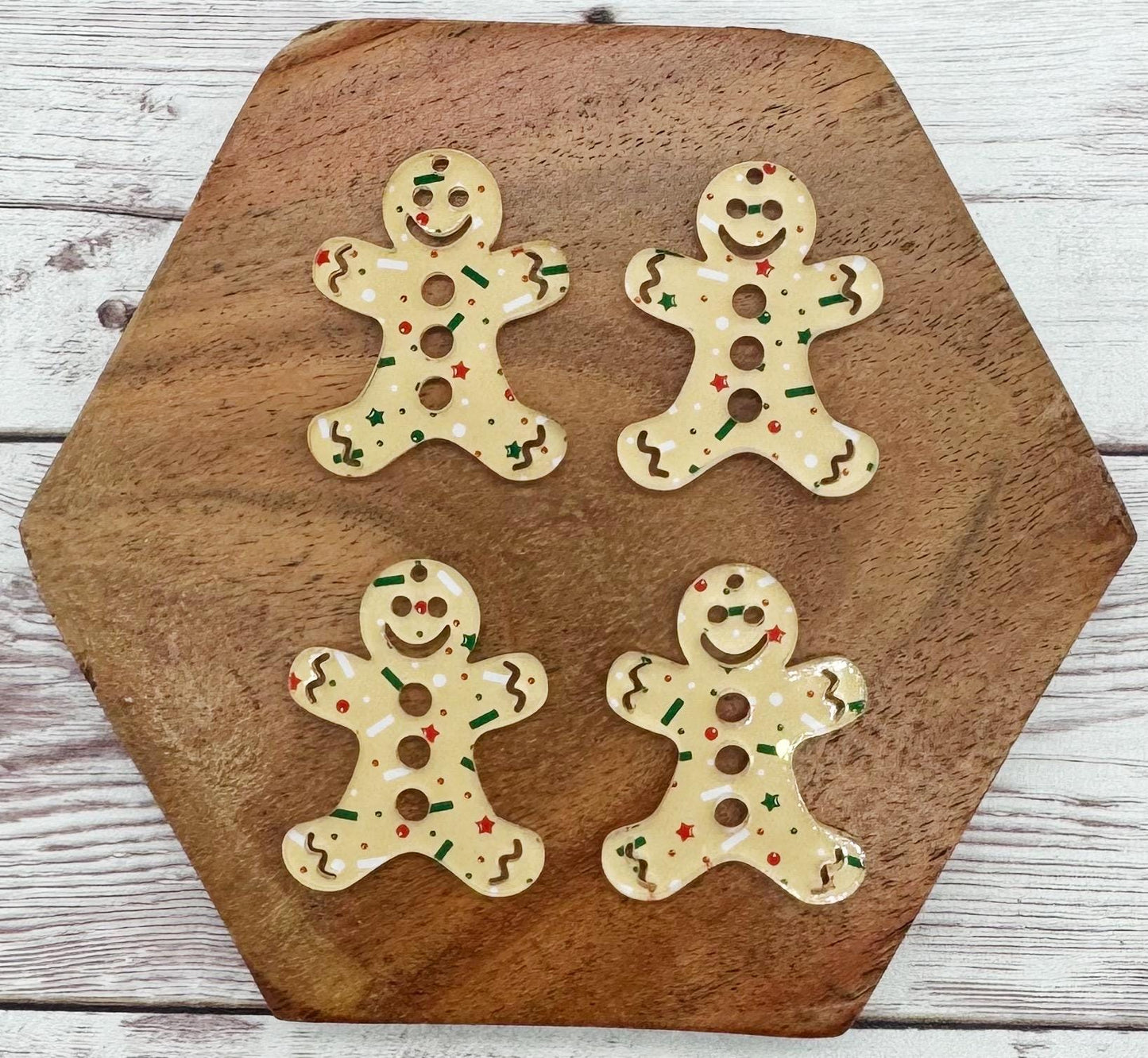 Patterned Gingerbread Man Sugar Cookie Christmas Acrylic Earring Blanks, DIY Jewelry Making
