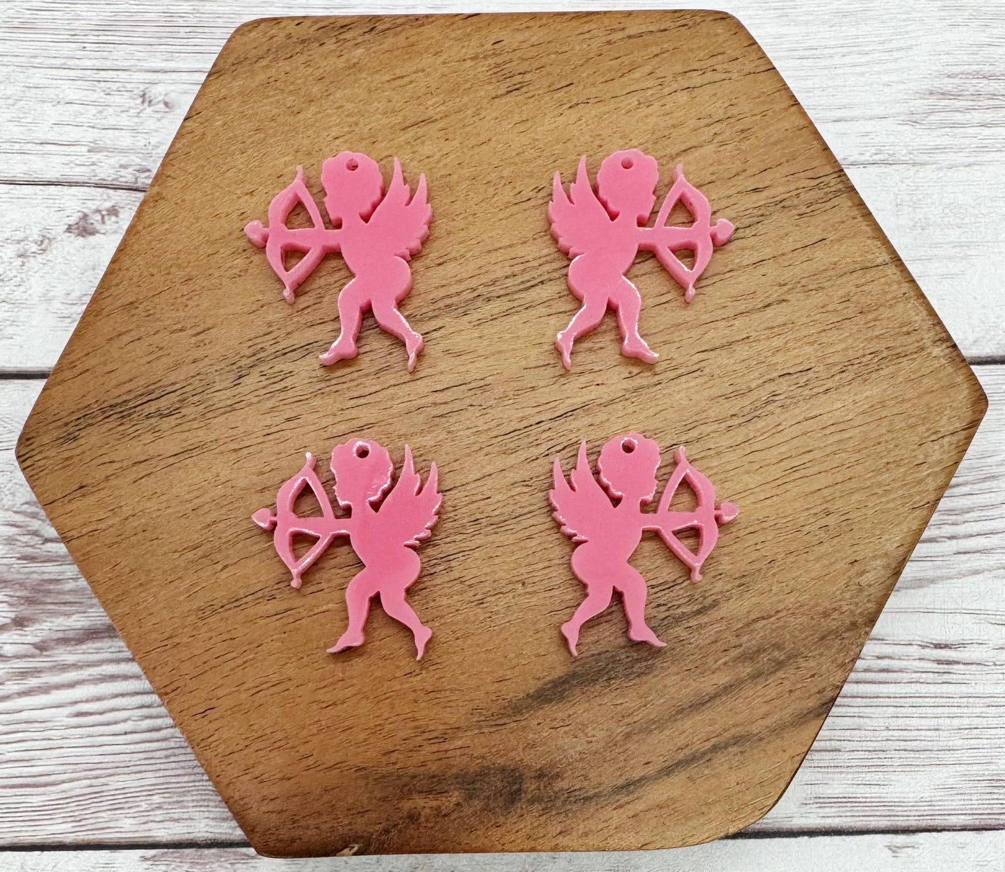 Set of 2 Pair Pink Acrylic Mini Cupid Valentine Earring Blanks DIY Jewelry Making