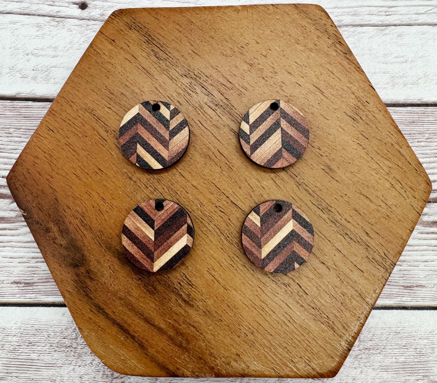 Patterned Wood Triple Hoop Earring Blanks with Small Circle Set, DIY Jewelry Making