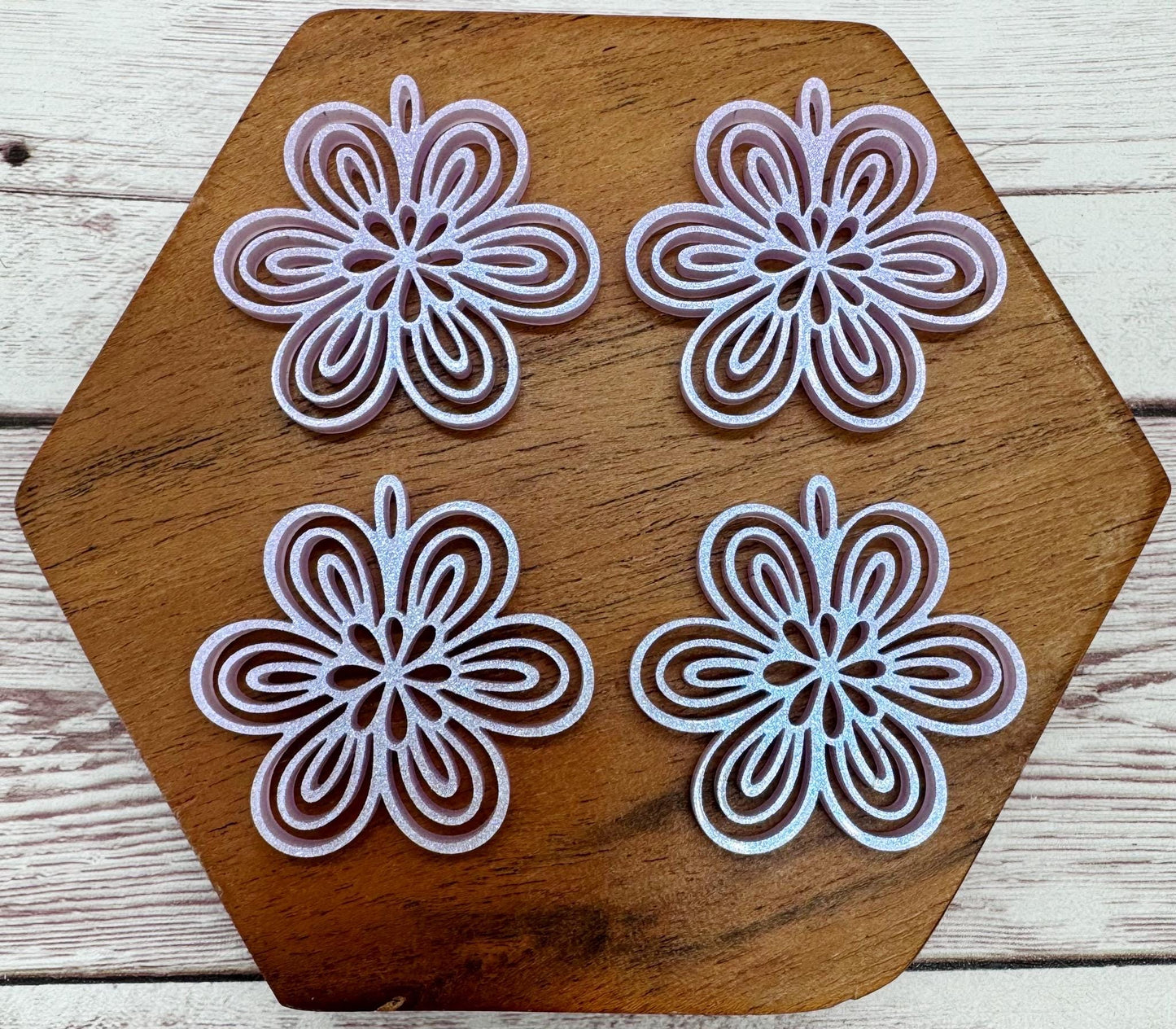 Lavender Shimmer Summer Spring Flower Acrylic Earring Blanks, DIY Jewelry Making