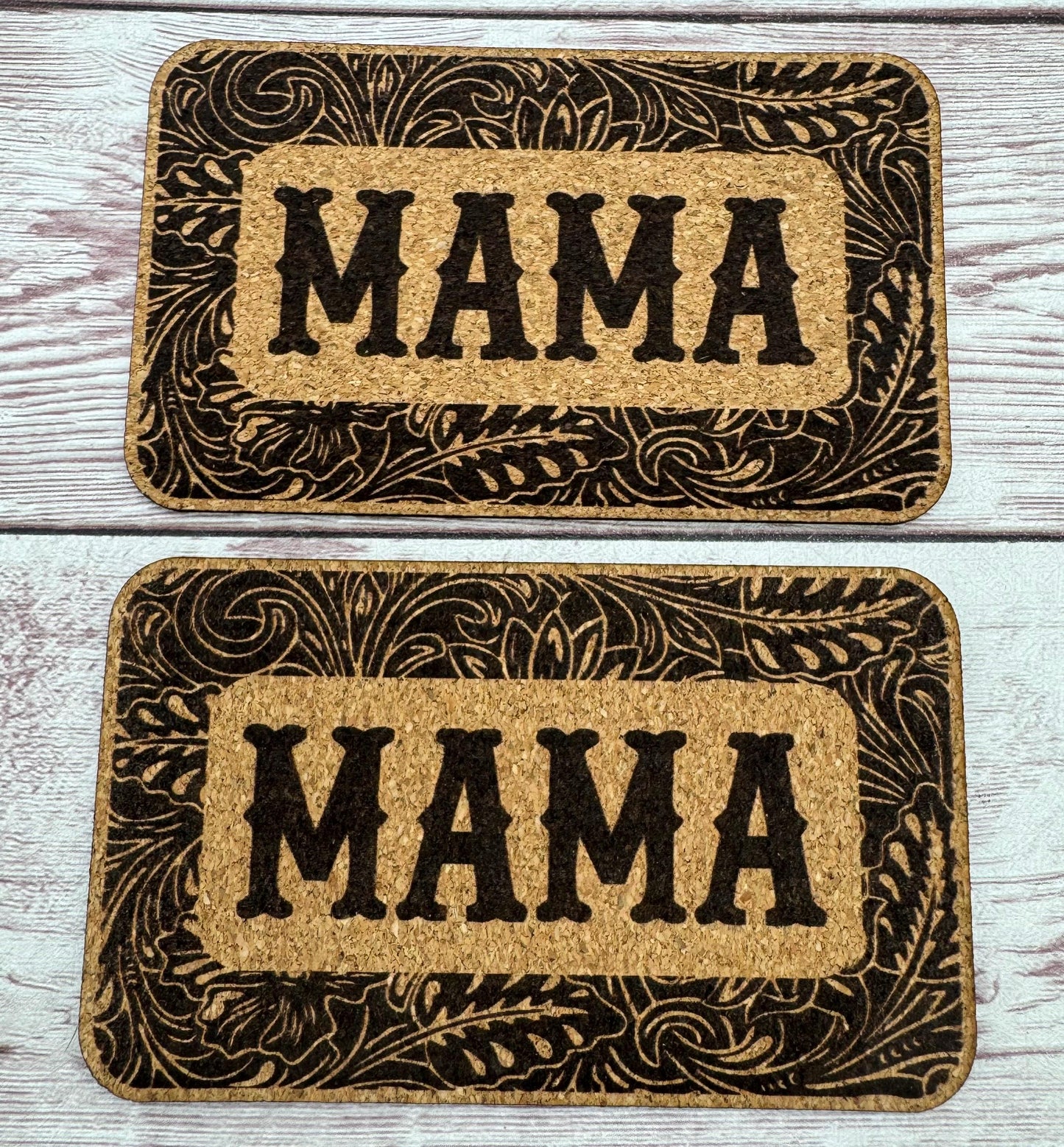 Western Tooled Mama Cork Hat Patch with Adhesive Backing, Hat Bar Making, DIY
