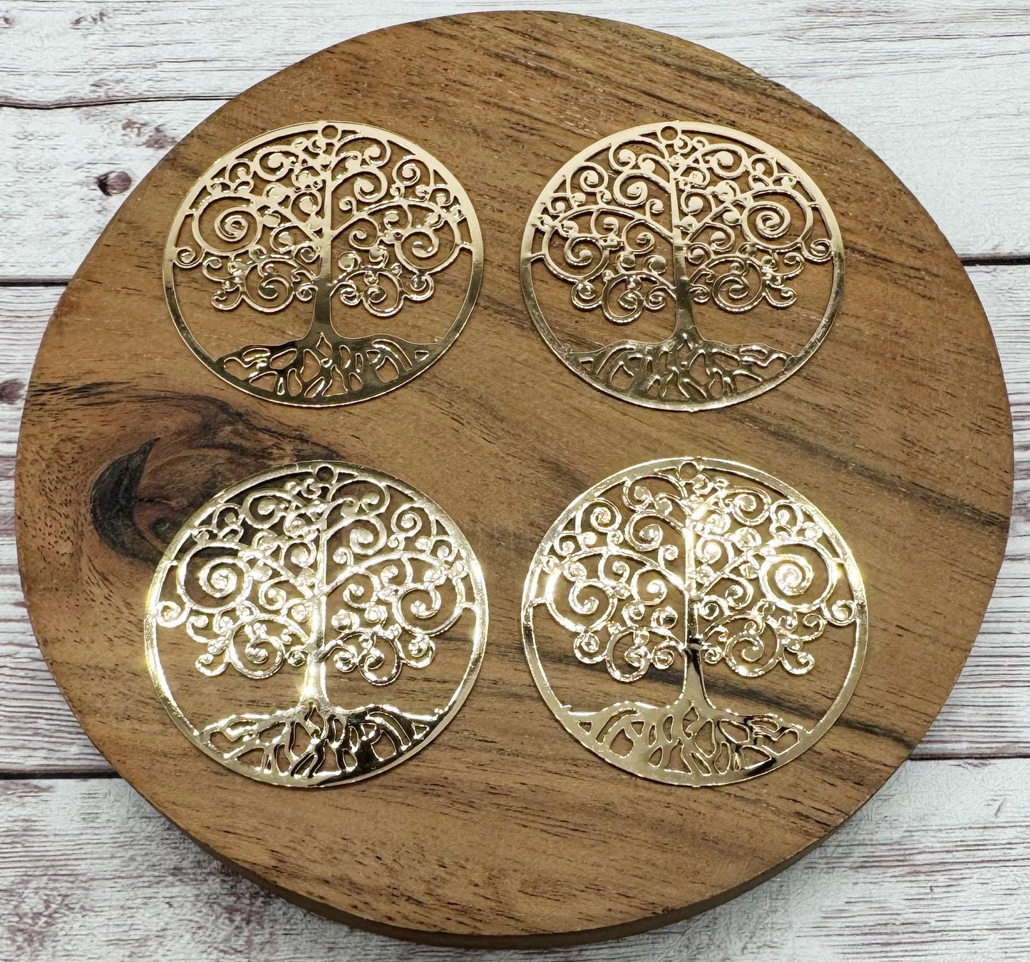 Light Gold Brass Intricate Filigree Tree of Life 34mm Earring Blanks, Earring Findings, Set of 2 Pair DIY Jewelry Making