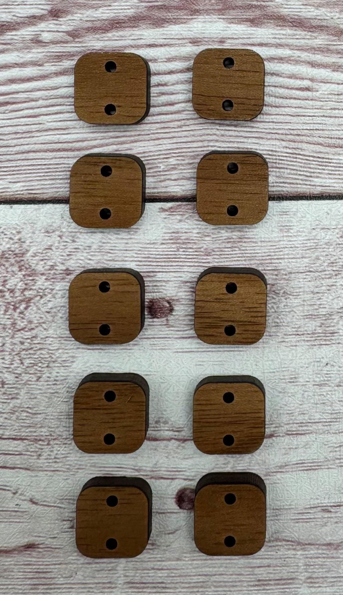 Wood Square Earring Connectors Set of 5 Pair, Finished Walnut Blank, DIY Jewelry Making