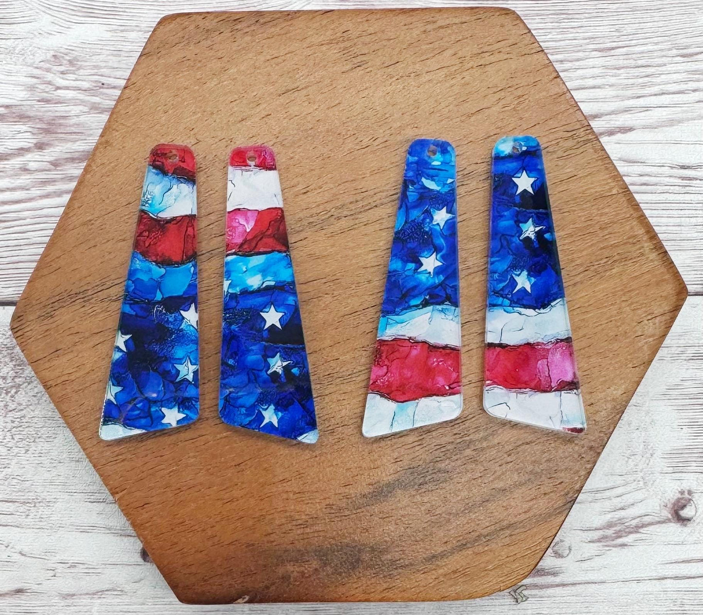 Angled Bar Star and Stripes Acrylic Patriotic 4th of July, Earring Blanks, DIY Jewelry Making
