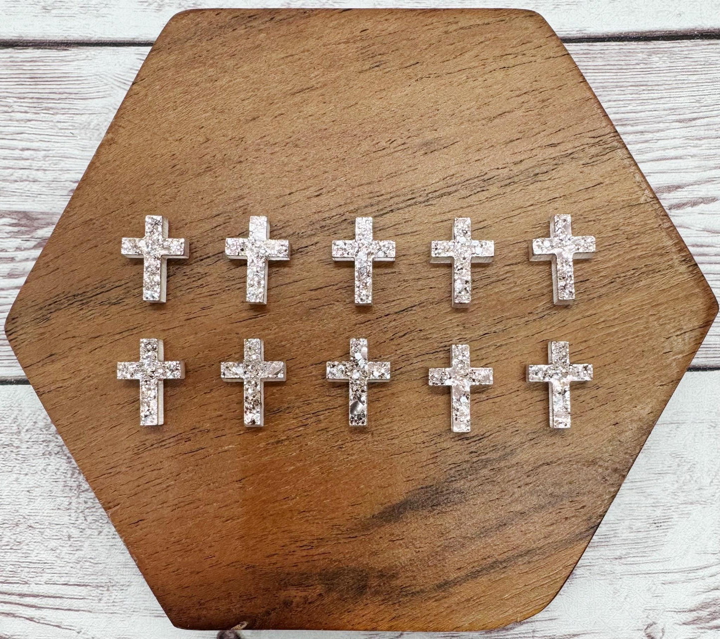 Light Pink Glitter Cross Acrylic Stud Earring Blanks Set of 5 Pair DIY Jewelry Making