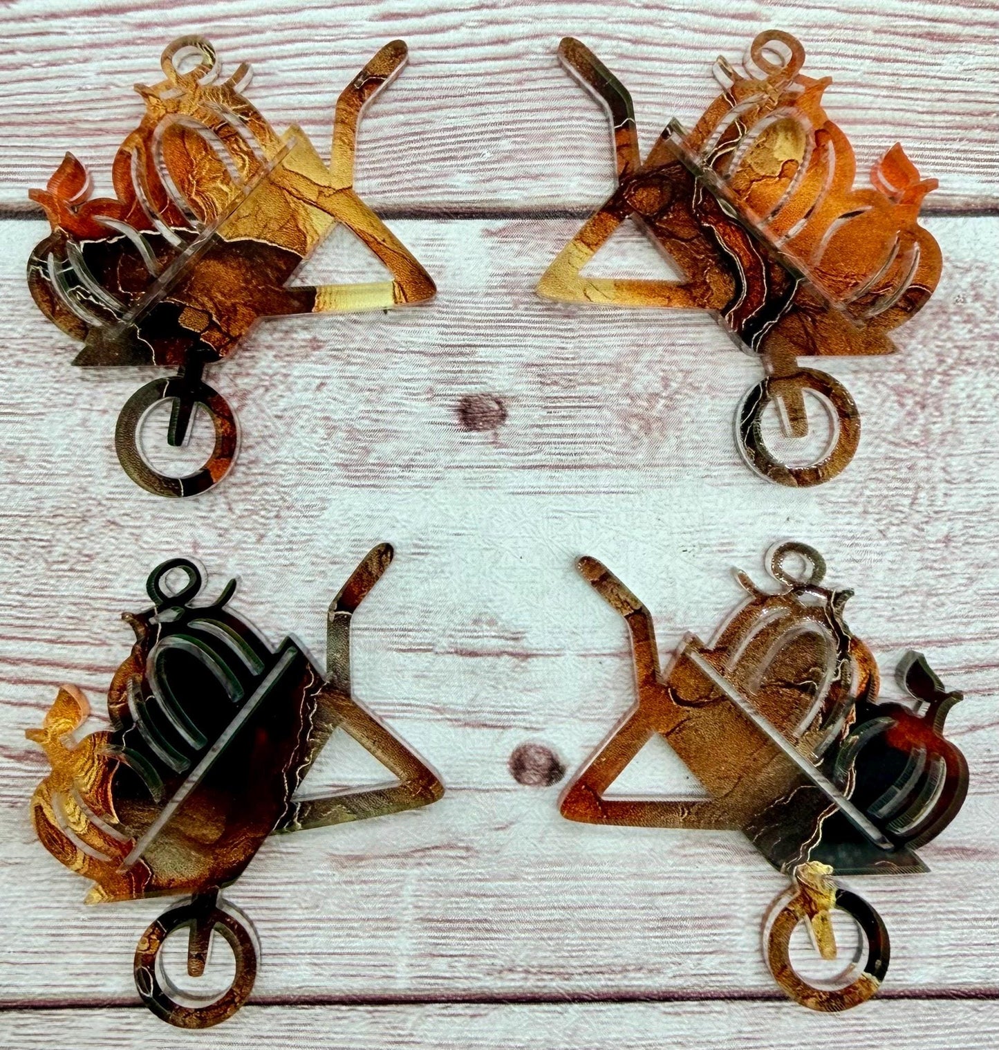 Wheelbarrow and Pumpkins Fall Acrylic Earring Blanks, DIY Jewelry Making