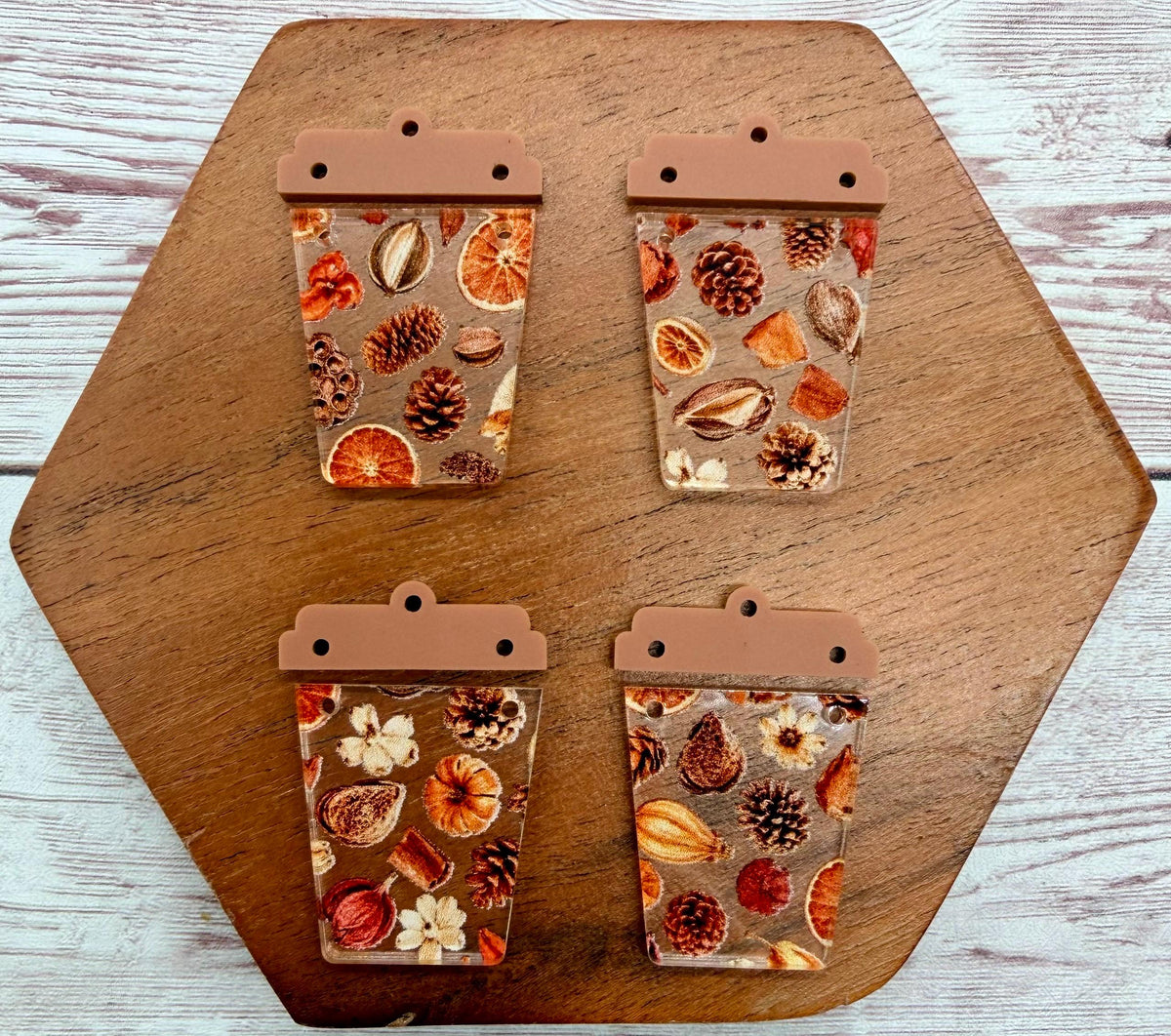 Fall Coffee Print Acrylic Earring Blank Set, DIY Jewelry Making