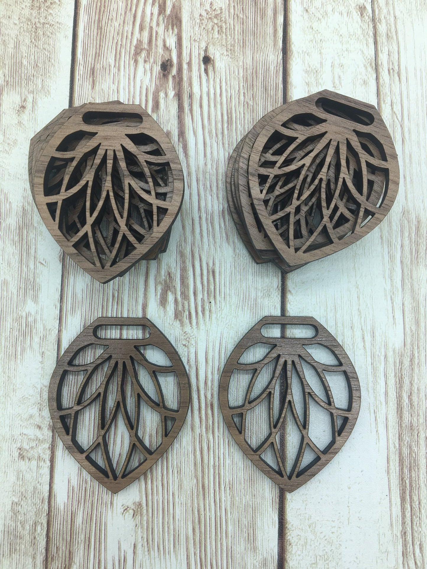 Wood Drop Flower Earring Blanks, Finished Walnut Blank, DIY Jewelry Making