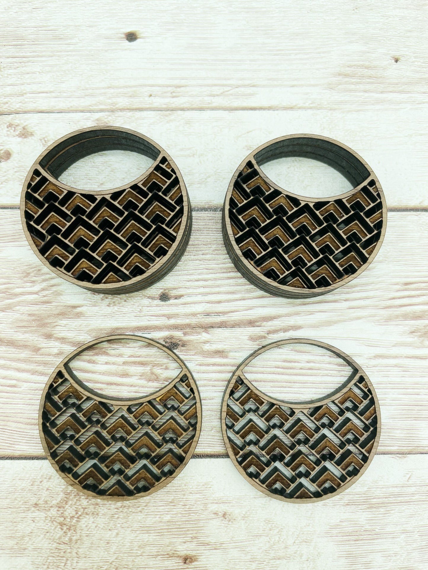 Wood Mountain Geometric Hoop Earring Blanks, Finished Walnut Blank, DIY Jewelry Making