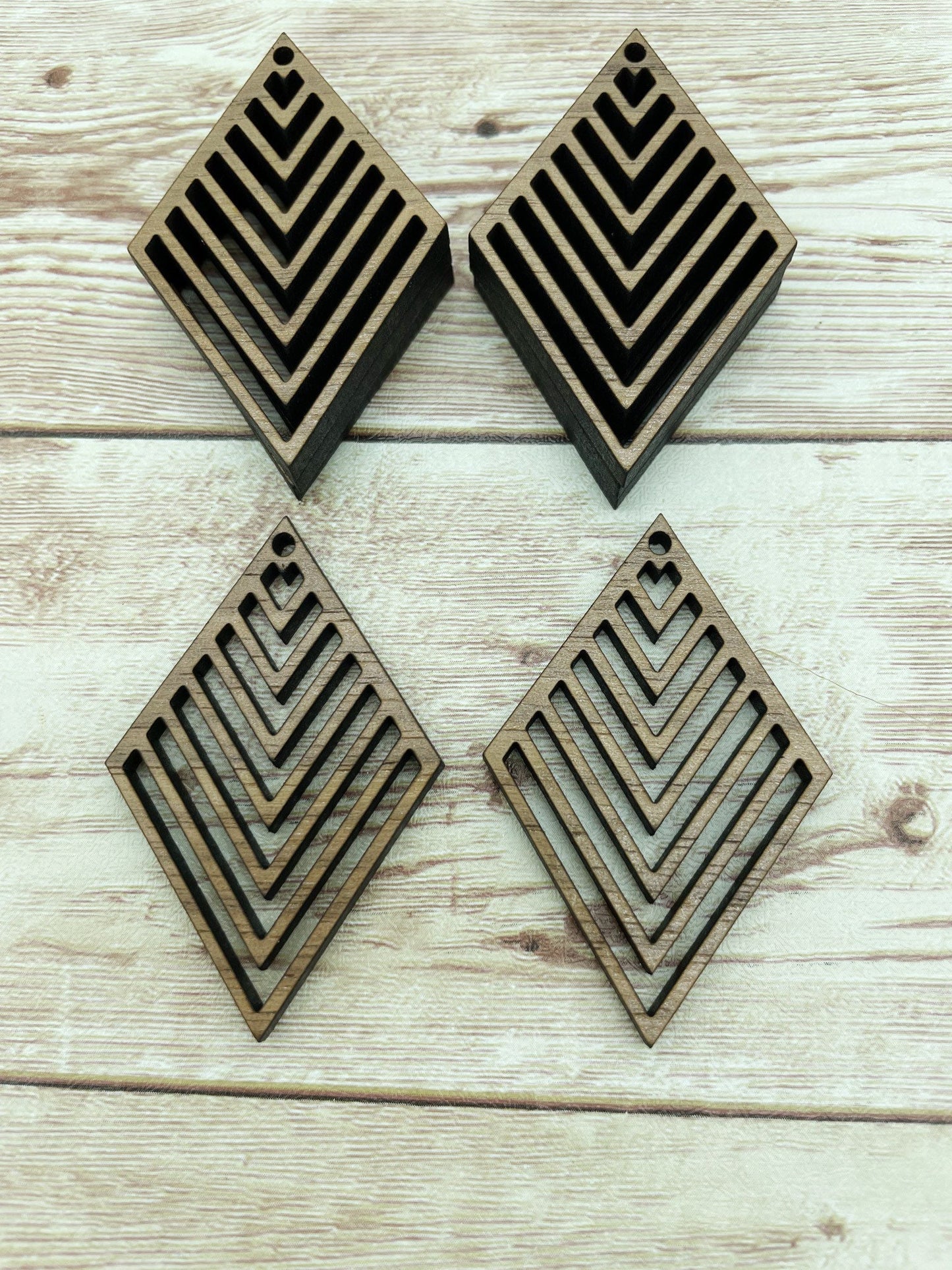 Wood Sharp Diamond Slit Earring Blanks, Finished Walnut Blank, DIY Jewelry Making