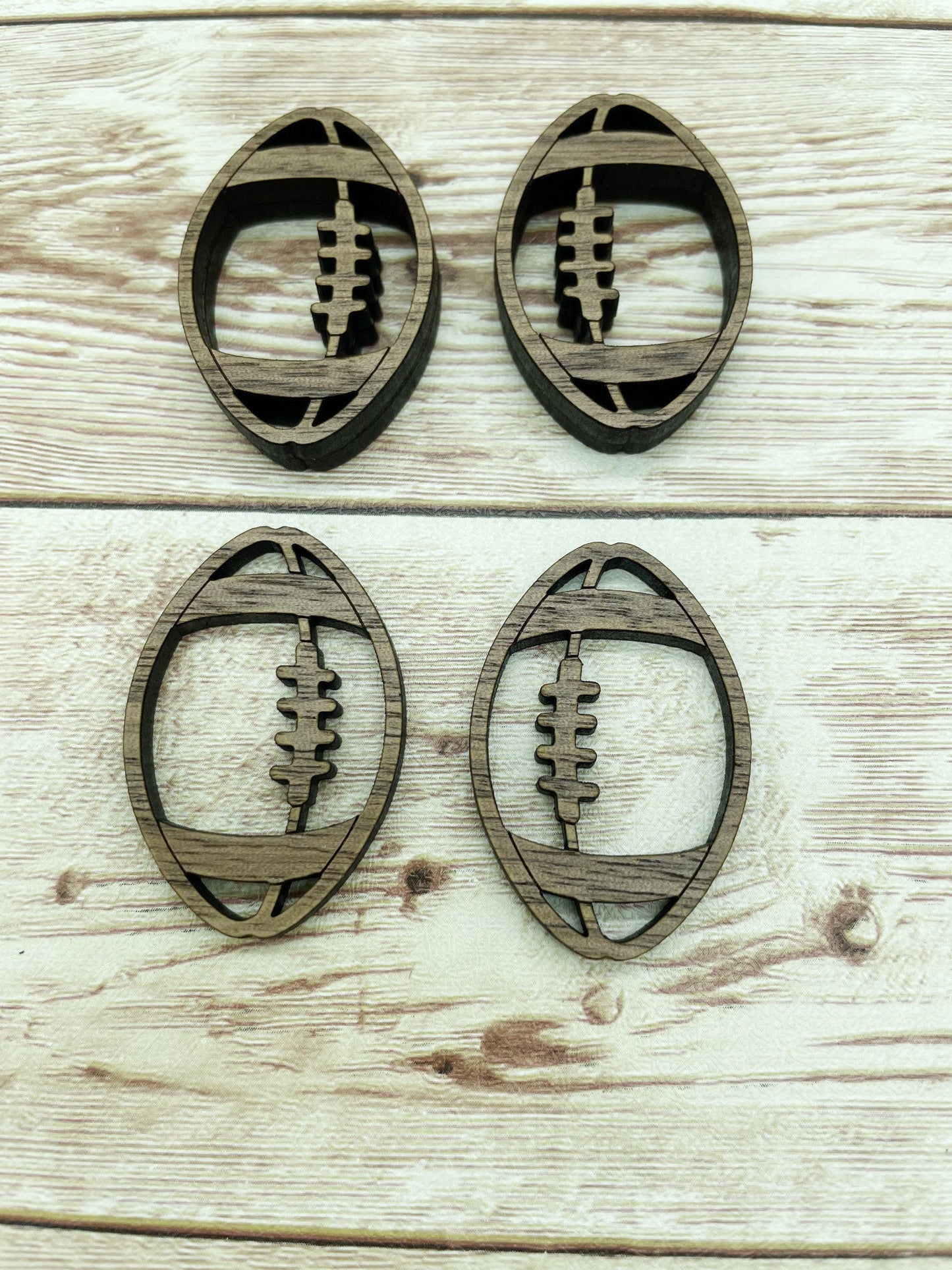 Wood Football Cutout Earring Blanks, Finished Walnut Blank, DIY Jewelry Making