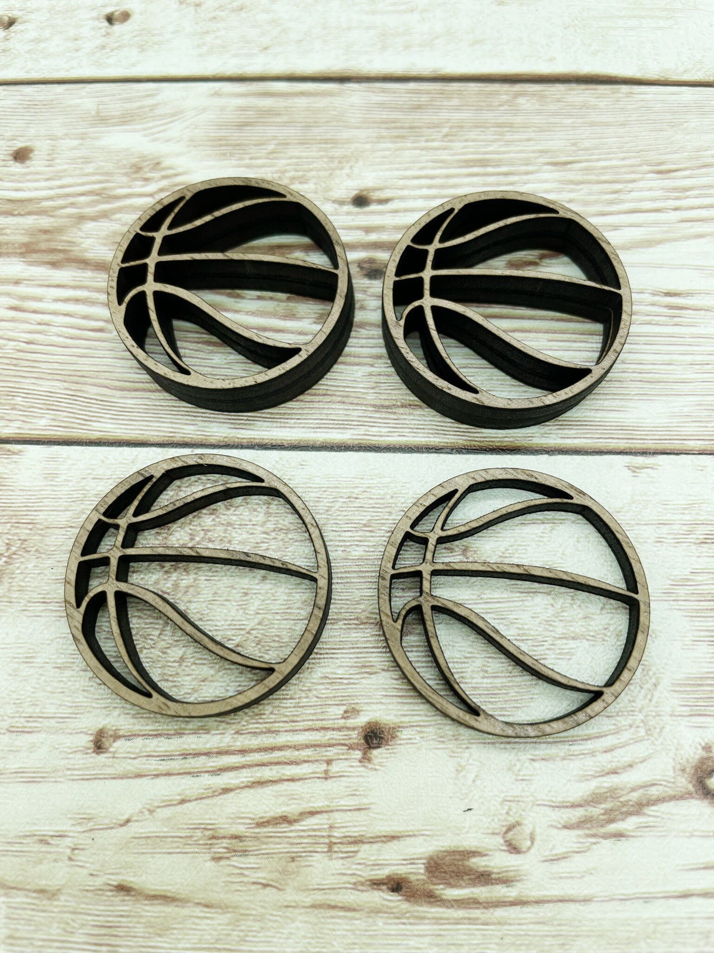 Wood Basketball Cutout Earring Blanks, Finished Walnut Blank, DIY Jewelry Making