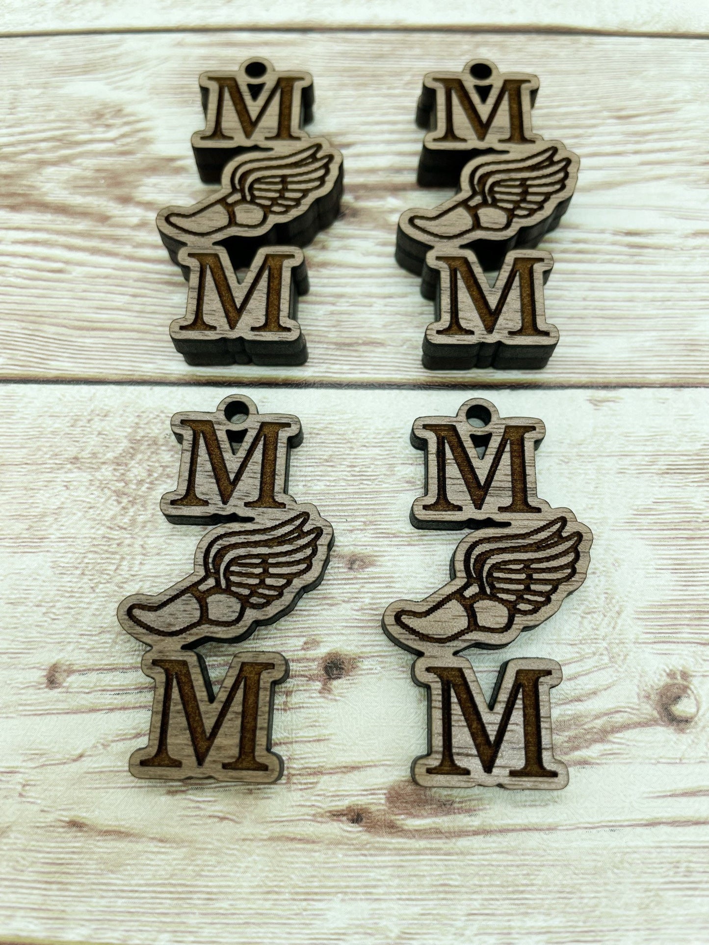 Wood Engraved Track Mom Sports Earring Blanks, Finished Walnut Blank, DIY Jewelry Making