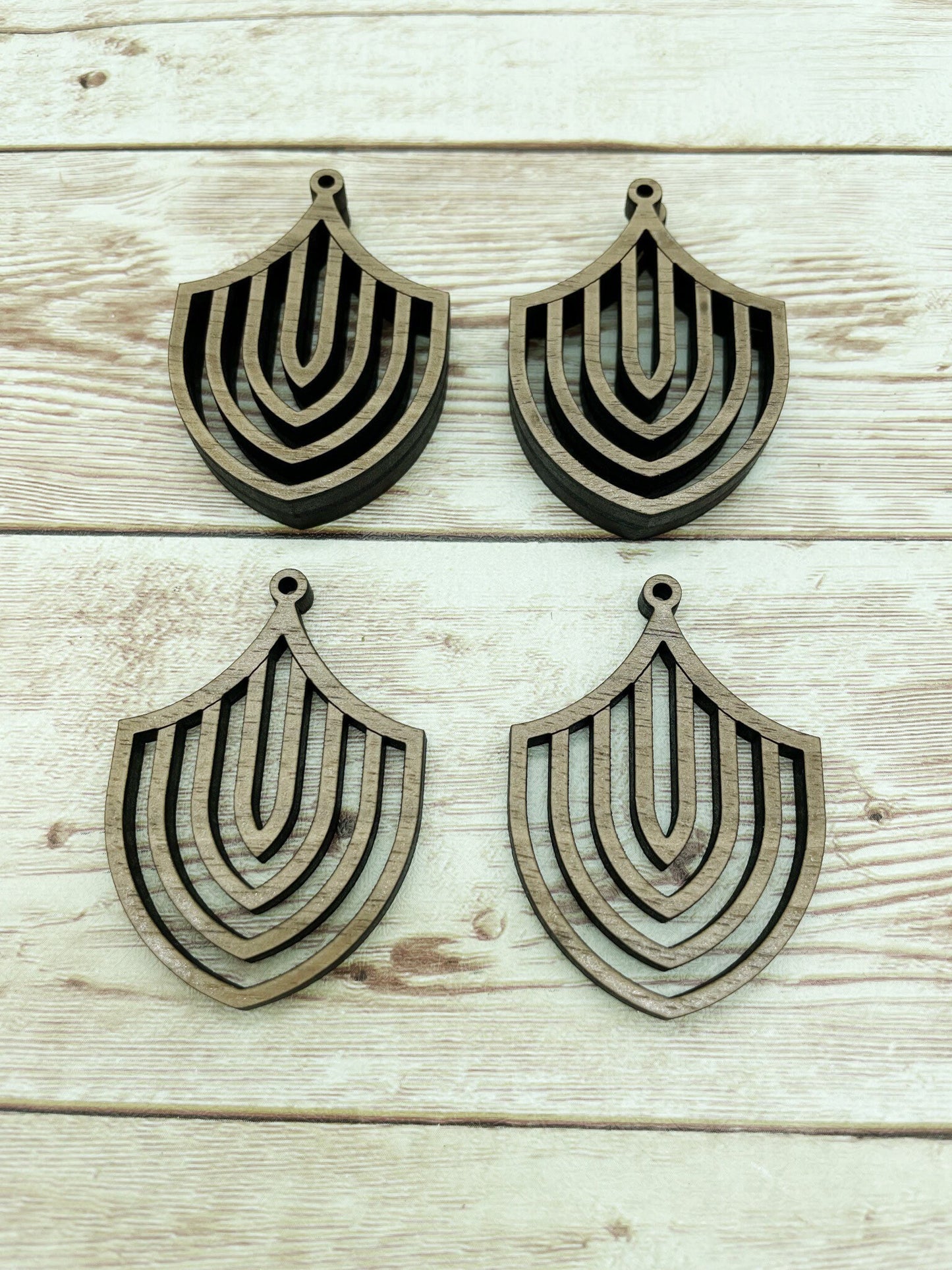 Wood Scalloped Drop Earring Blanks, Finished Walnut Blank, DIY Jewelry Making