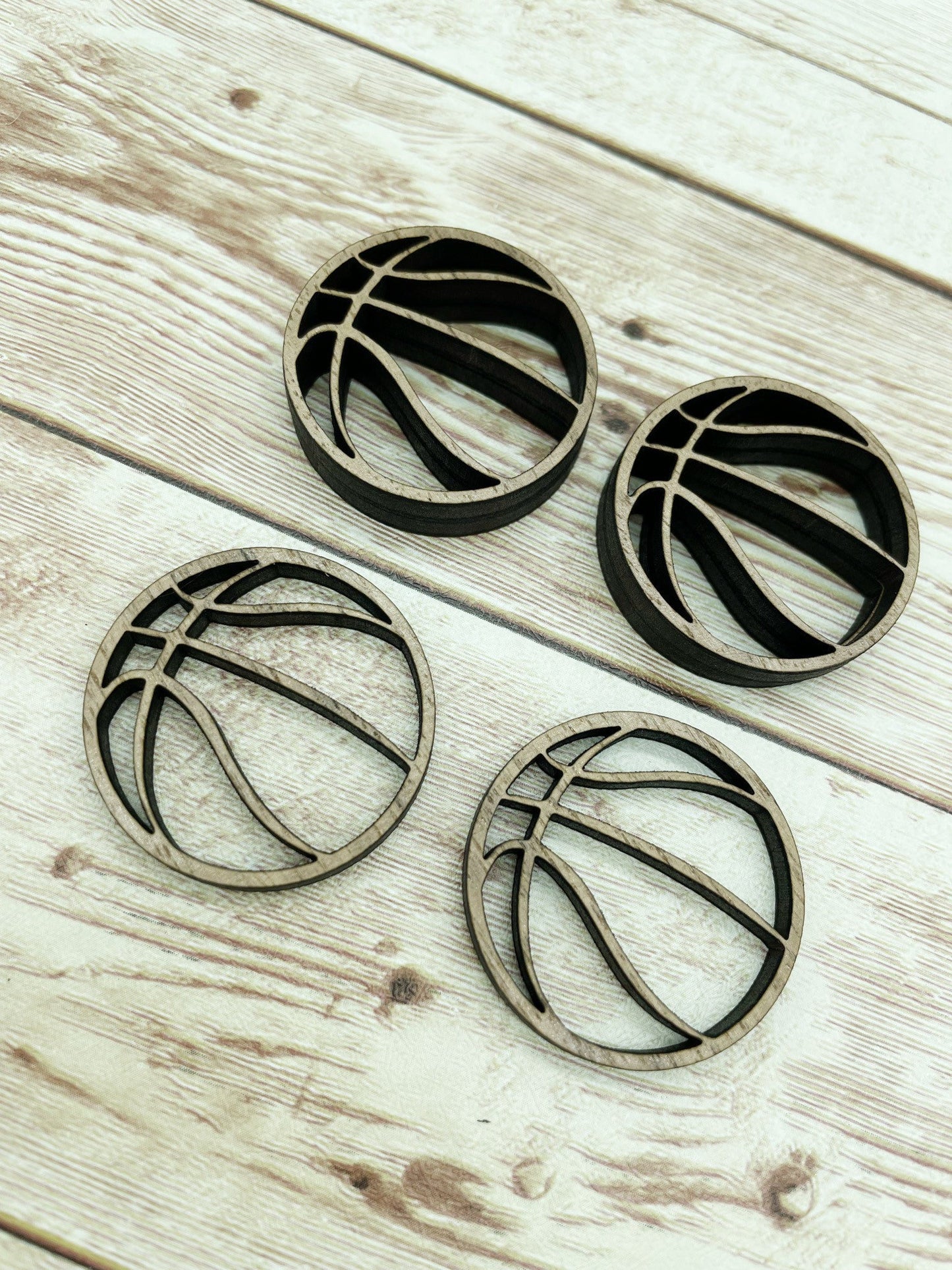 Wood Basketball Cutout Earring Blanks, Finished Walnut Blank, DIY Jewelry Making