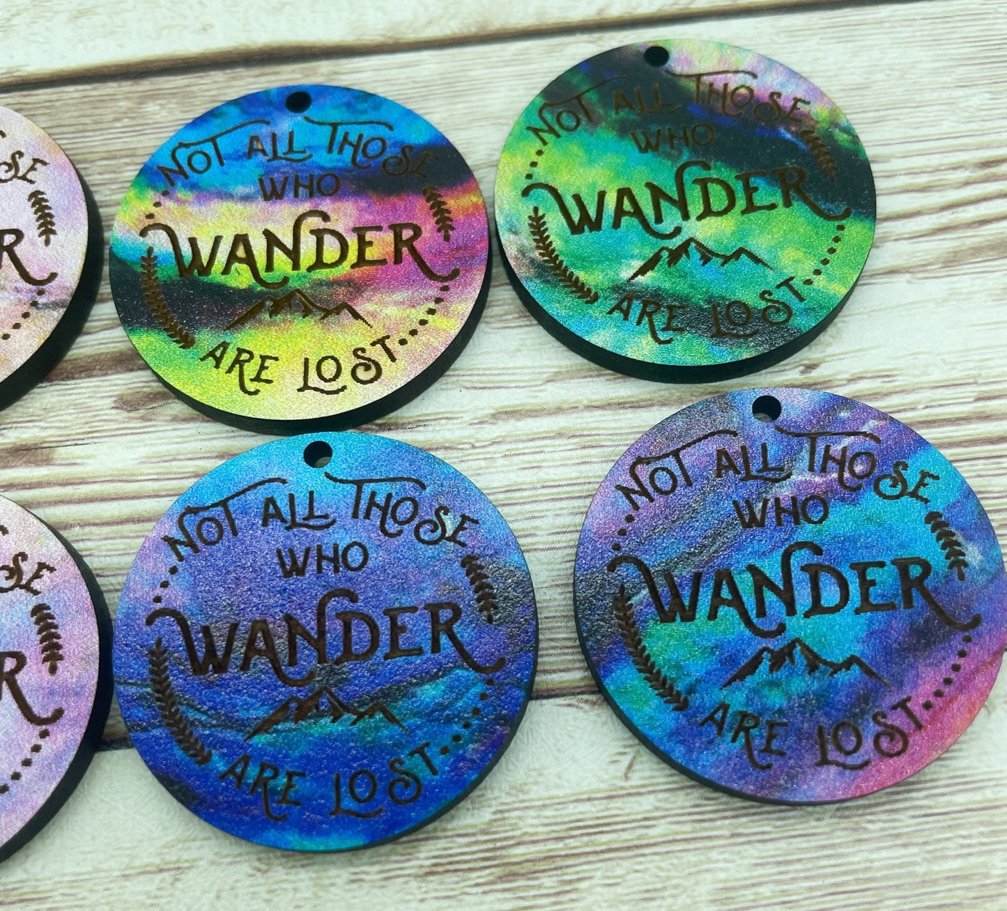 Patterned Wood Engraved Not All Who Wander Earring Blanks, DIY Jewelry Making