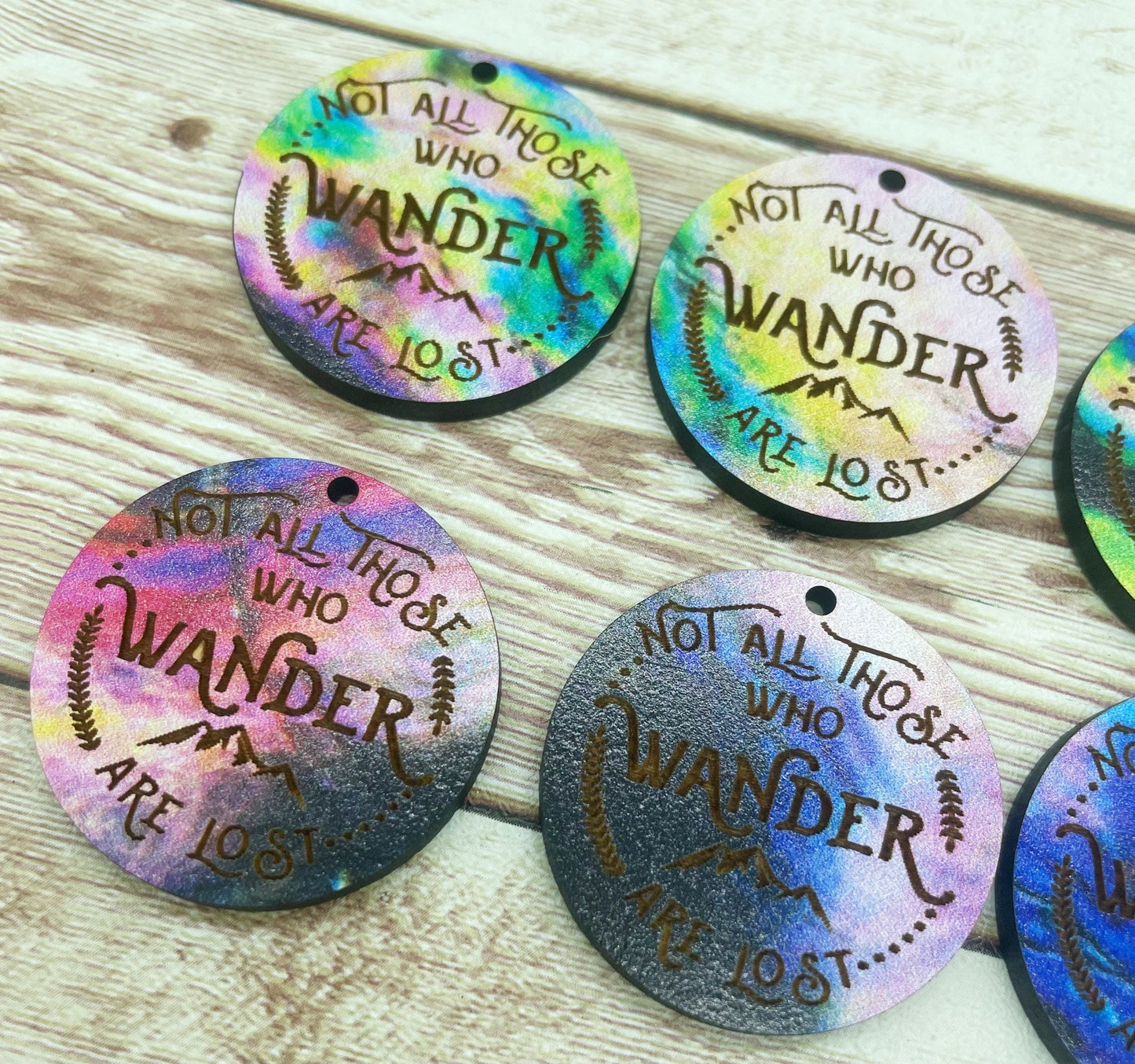Patterned Wood Engraved Not All Who Wander Earring Blanks, DIY Jewelry Making