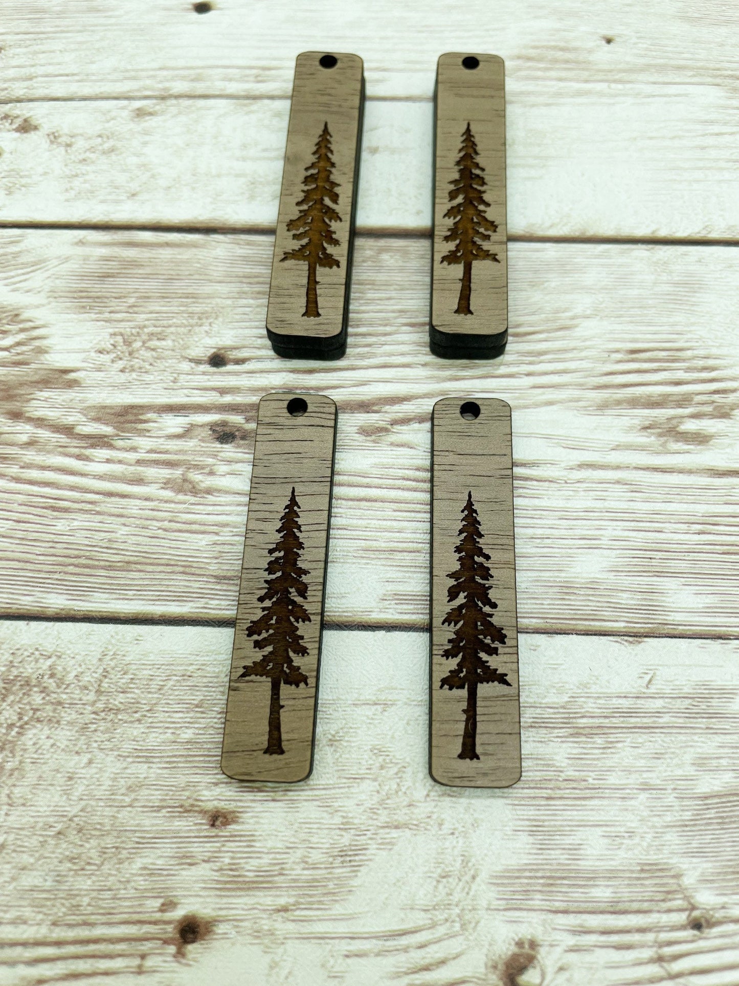 Wood Bar Engraved Tree Earring Blanks, Finished Walnut Blank, DIY Jewelry Making