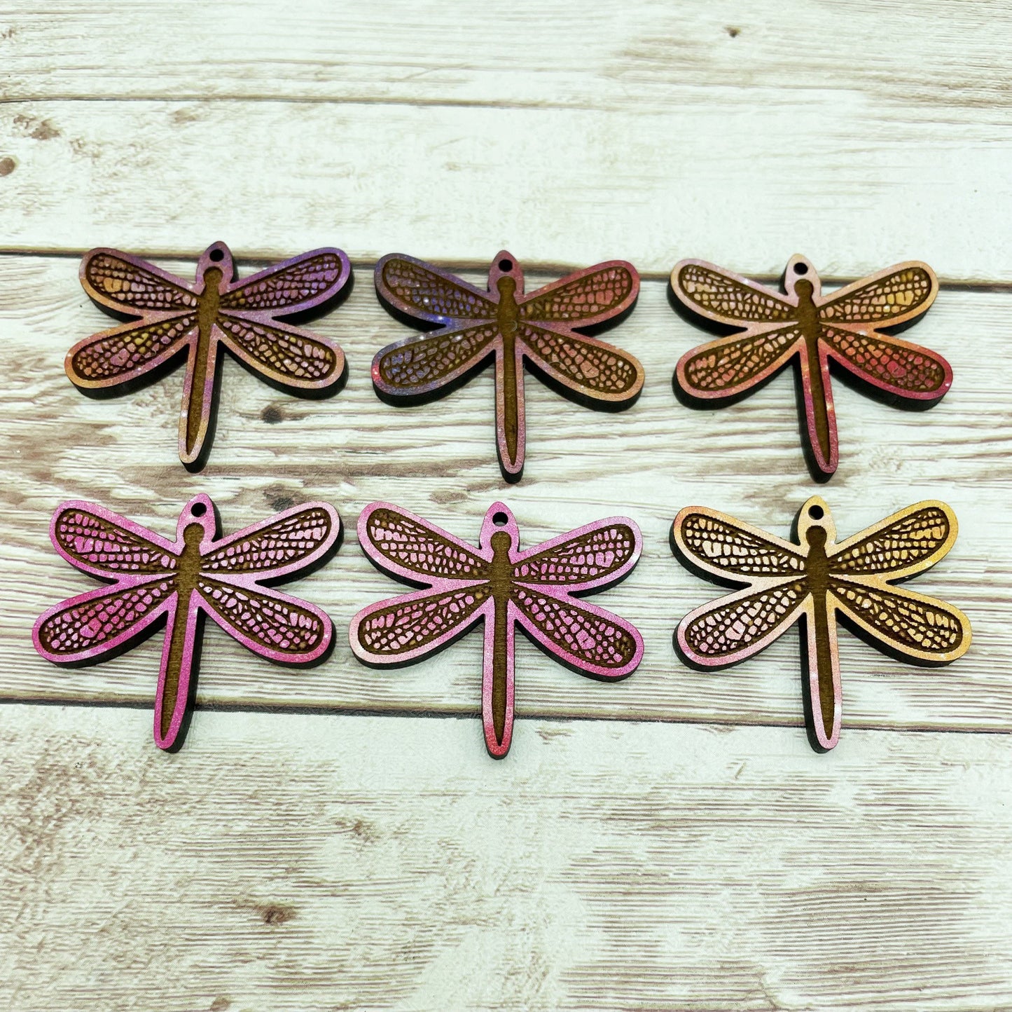 Patterned Wood Engraved Dragonfly Earring Blanks, DIY Jewelry Making