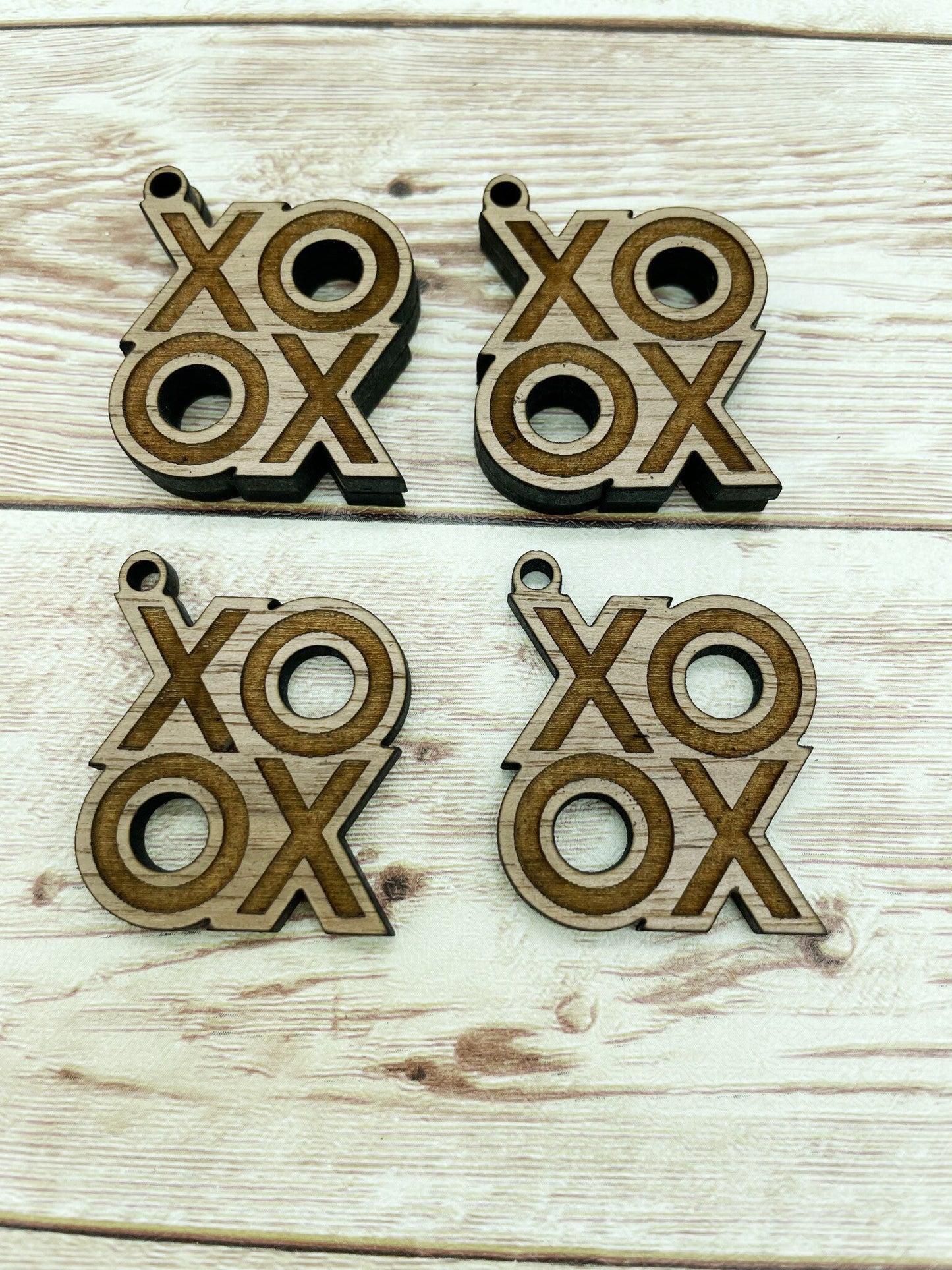 Wood Square Engraved XOXO Earring Blanks, Finished Walnut Blank, DIY Jewelry Making