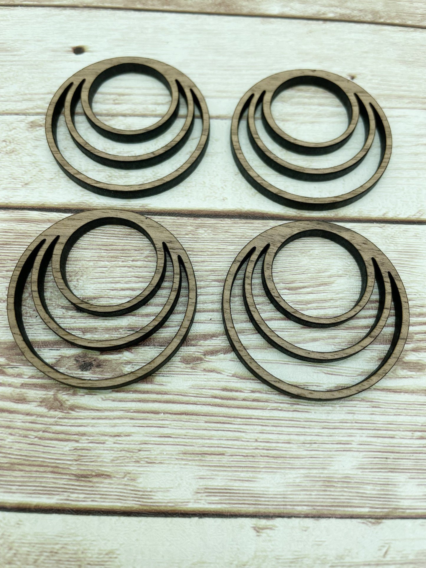 Wood Triple Hoop Earring Blanks, Finished Walnut Blank, DIY Jewelry Making