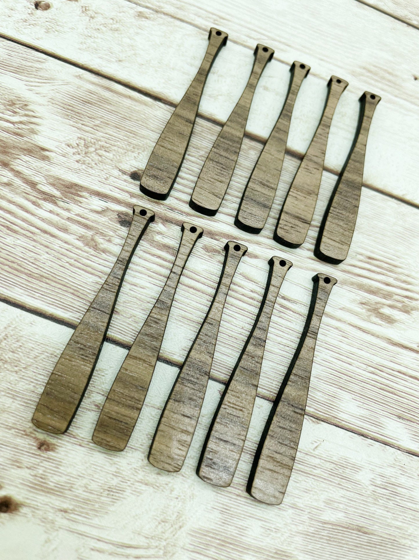 Wood Baseball Bat Set of 5 Pair, Finished Walnut Blank, DIY Jewelry Making