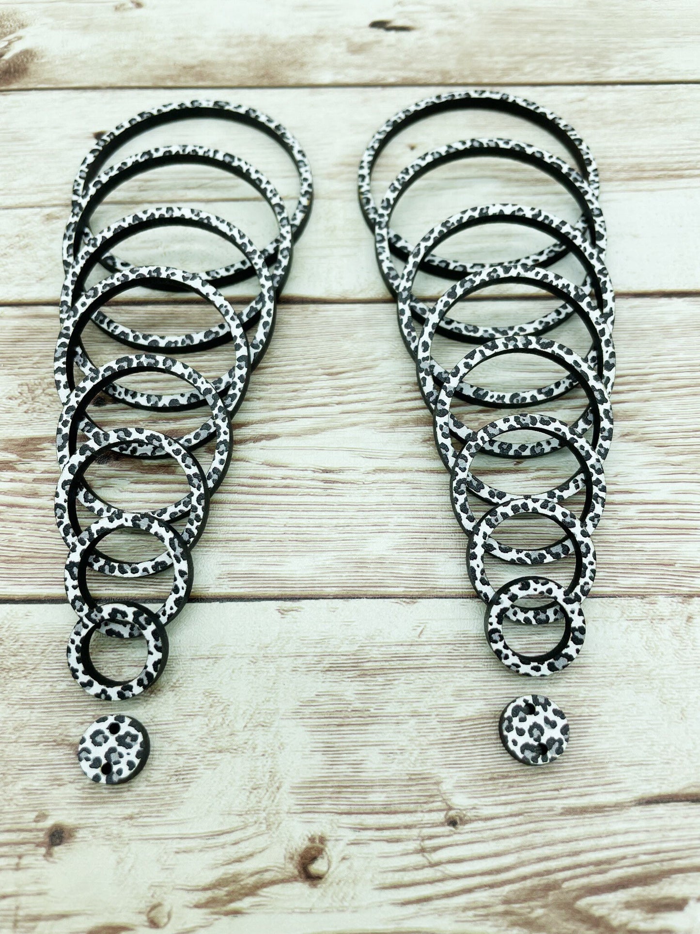 Patterned Acrylic Snow Leopard Print Hoop Nesting Set Earring Blanks, DIY Jewelry Making