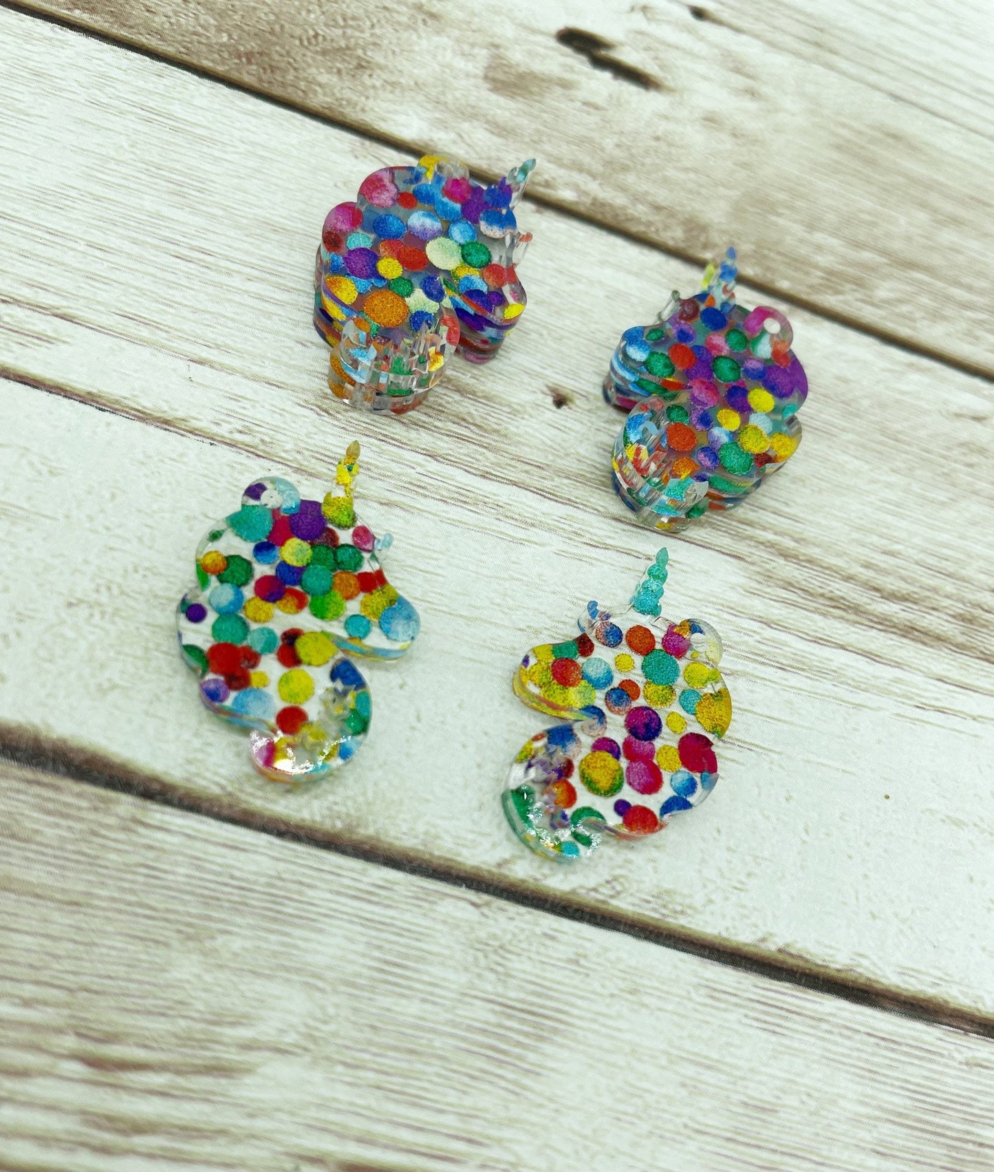 Patterned Acrylic Unicorn Head Earring Blanks, DIY Jewelry Making