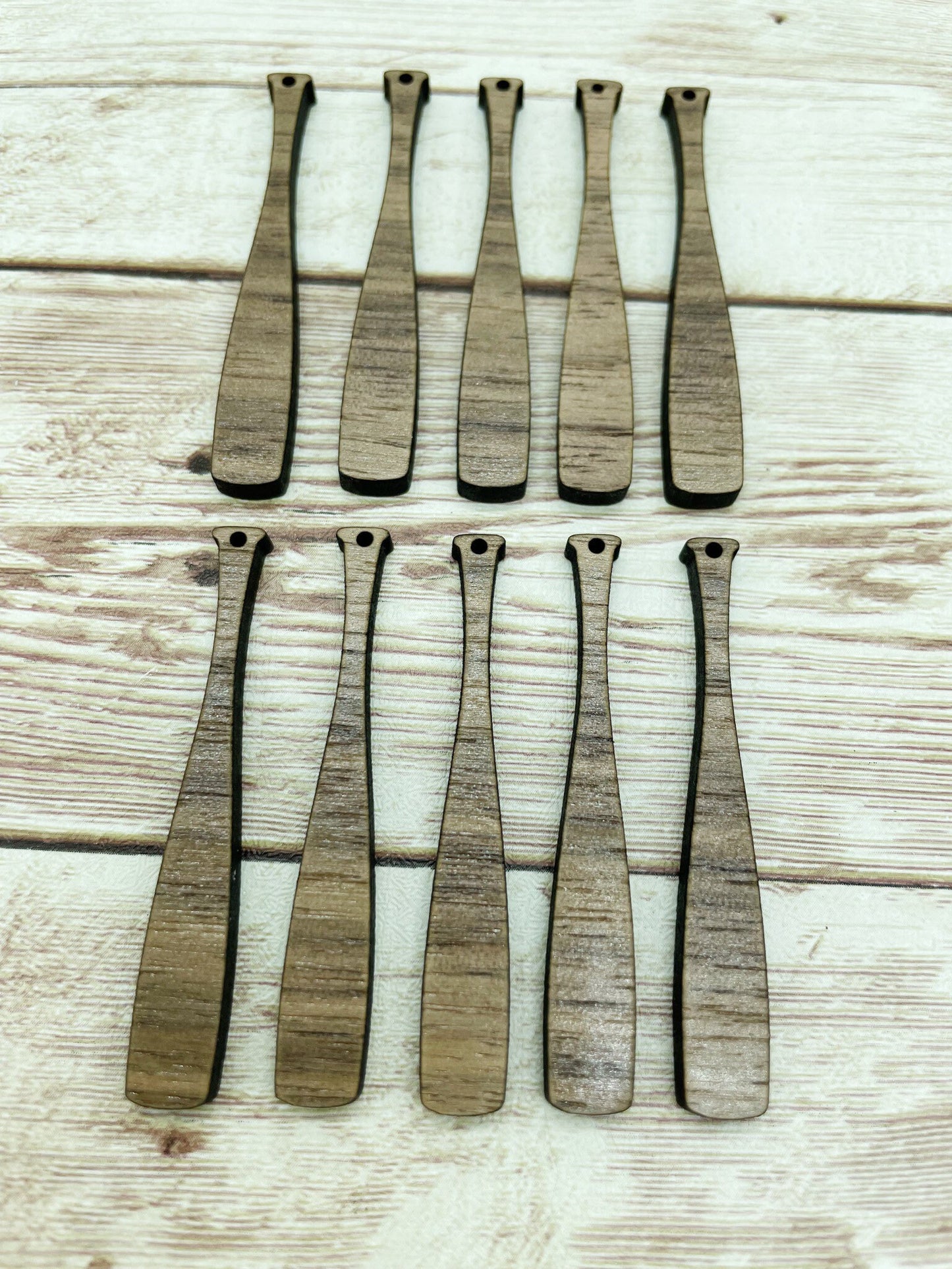 Wood Baseball Bat Set of 5 Pair, Finished Walnut Blank, DIY Jewelry Making