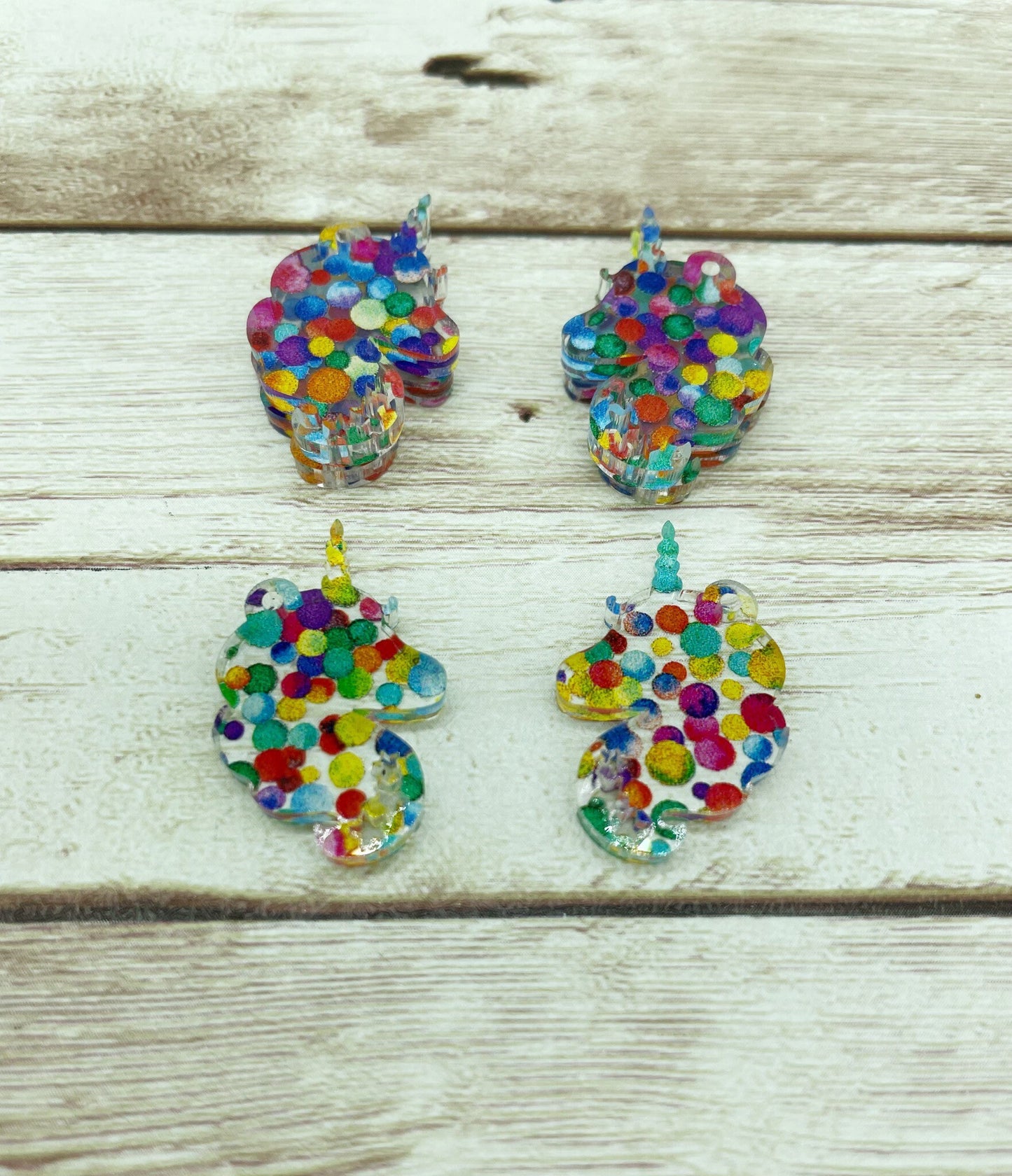 Patterned Acrylic Unicorn Head Earring Blanks, DIY Jewelry Making