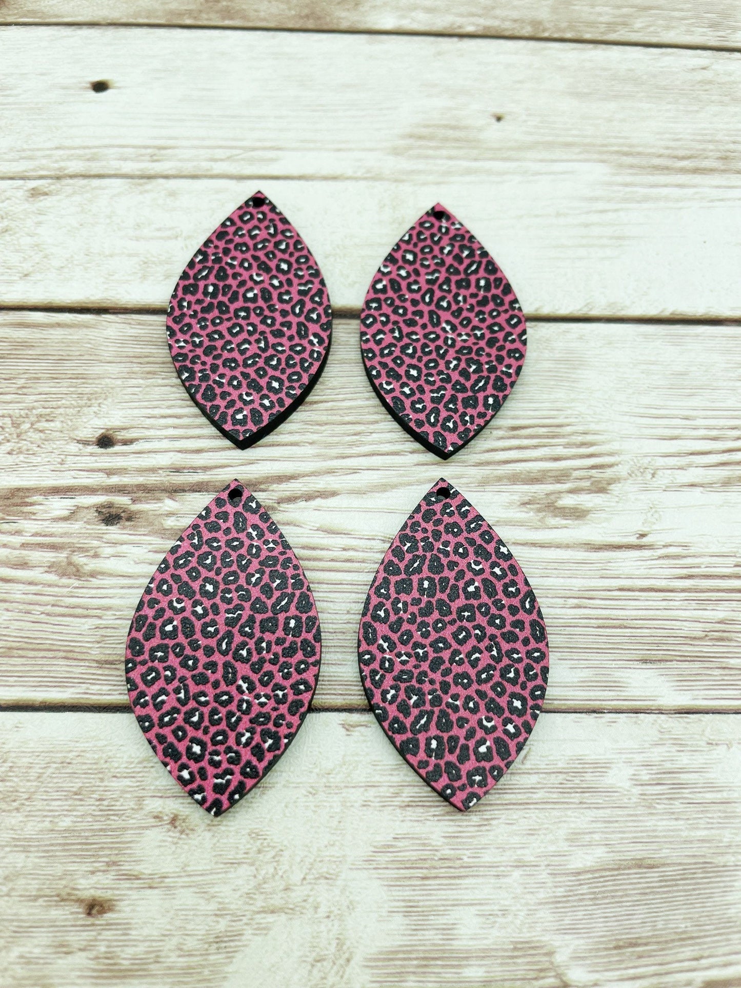 Patterned Pink Leopard Print Teardrop Earring Blanks, DIY Jewelry Making