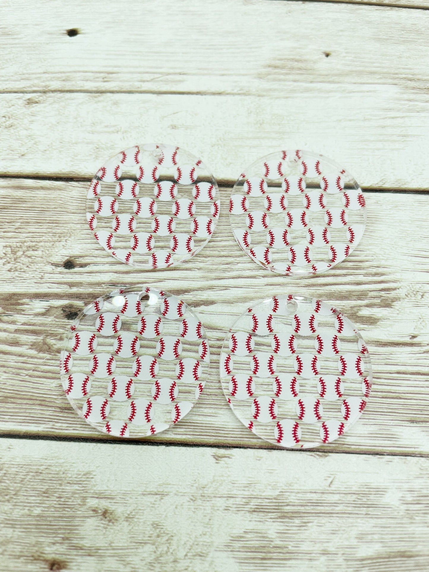 Patterned Baseball Acrylic Round Earring Blanks, DIY Jewelry Making