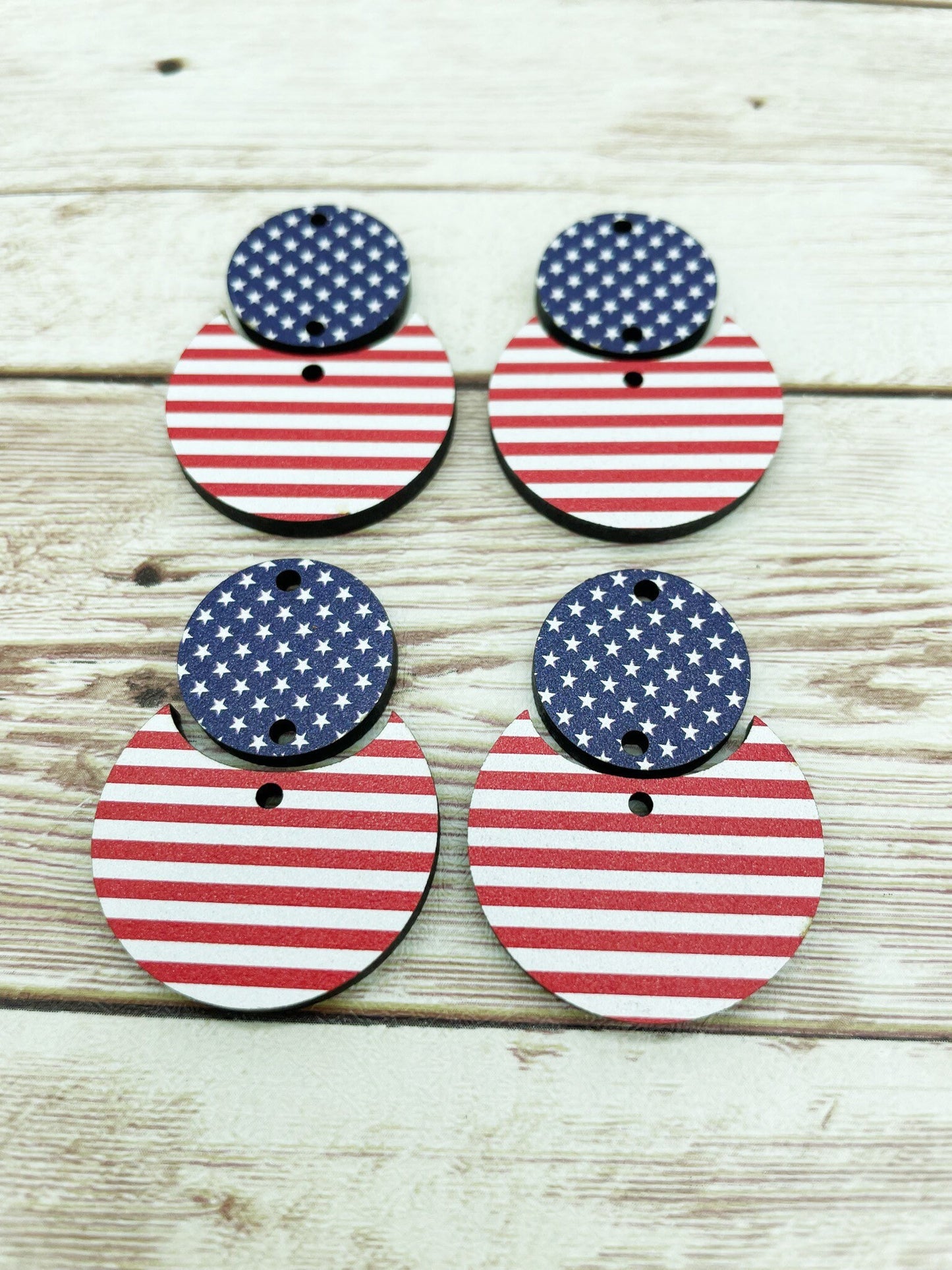 Patterned Acrylic Stars and Stripes Circle Set Earring Blanks, DIY Jewelry Making