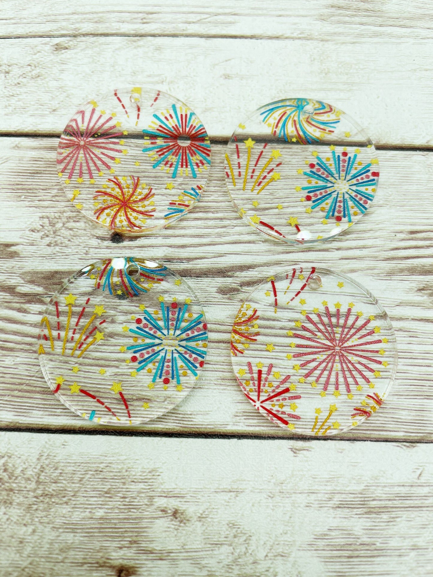 Patterned Fireworks Acrylic Round Earring Blanks, DIY Jewelry Making
