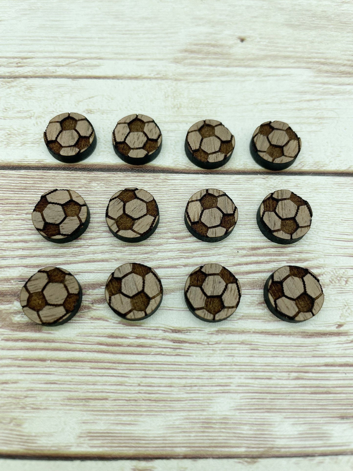 Finished Walnut Stud Soccer Earring Blanks Set of 6 Pair DIY Jewelry Making