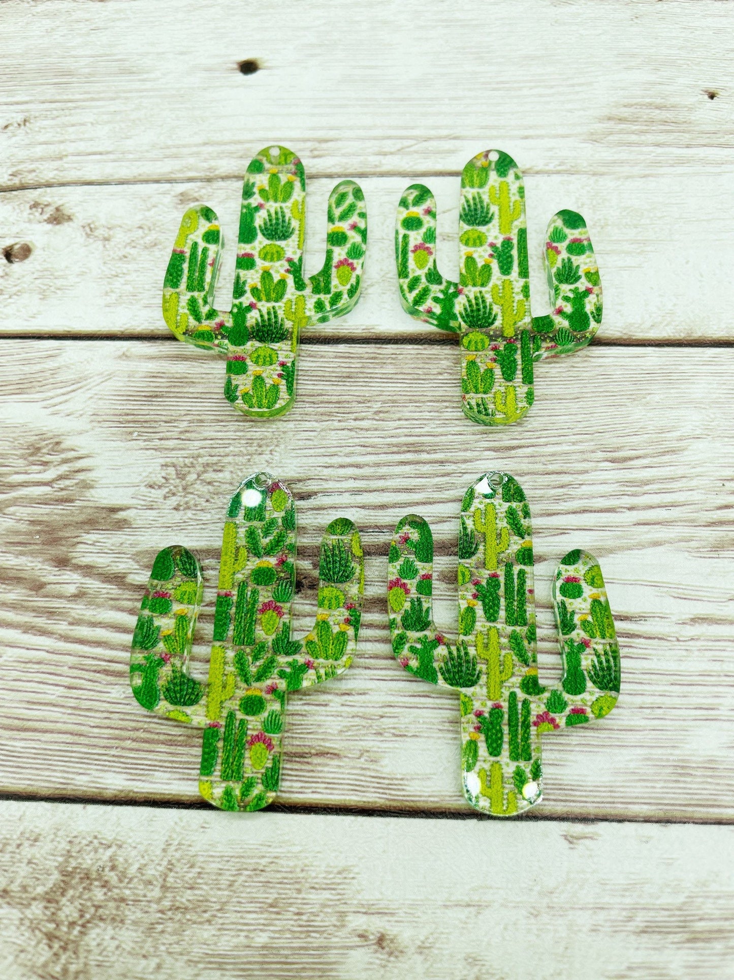 Patterned Acrylic Cactus Print Earring Blanks, DIY Jewelry Making