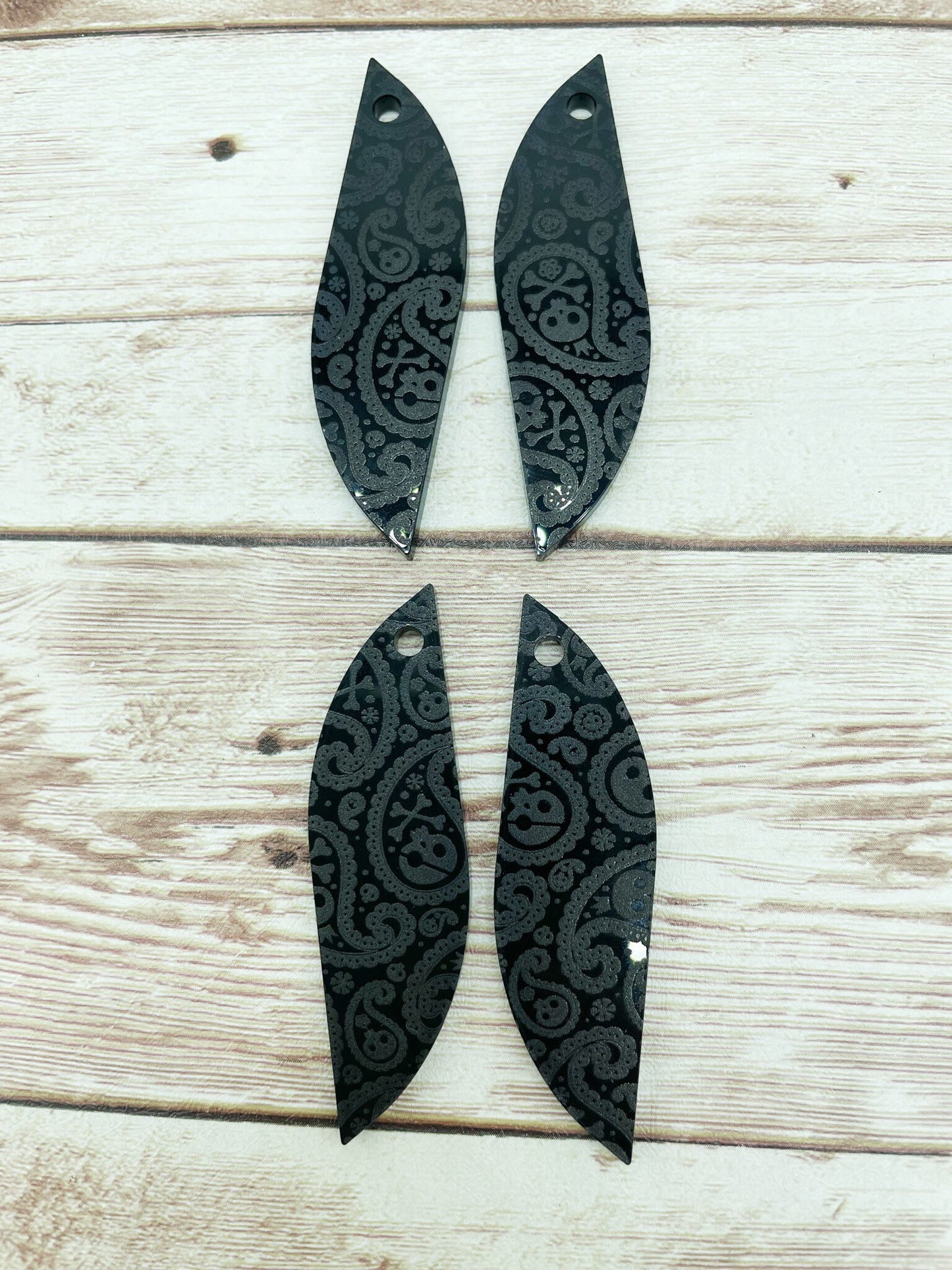 Patterned Paisley Skull Acrylic Earring Blanks, DIY Jewelry Making