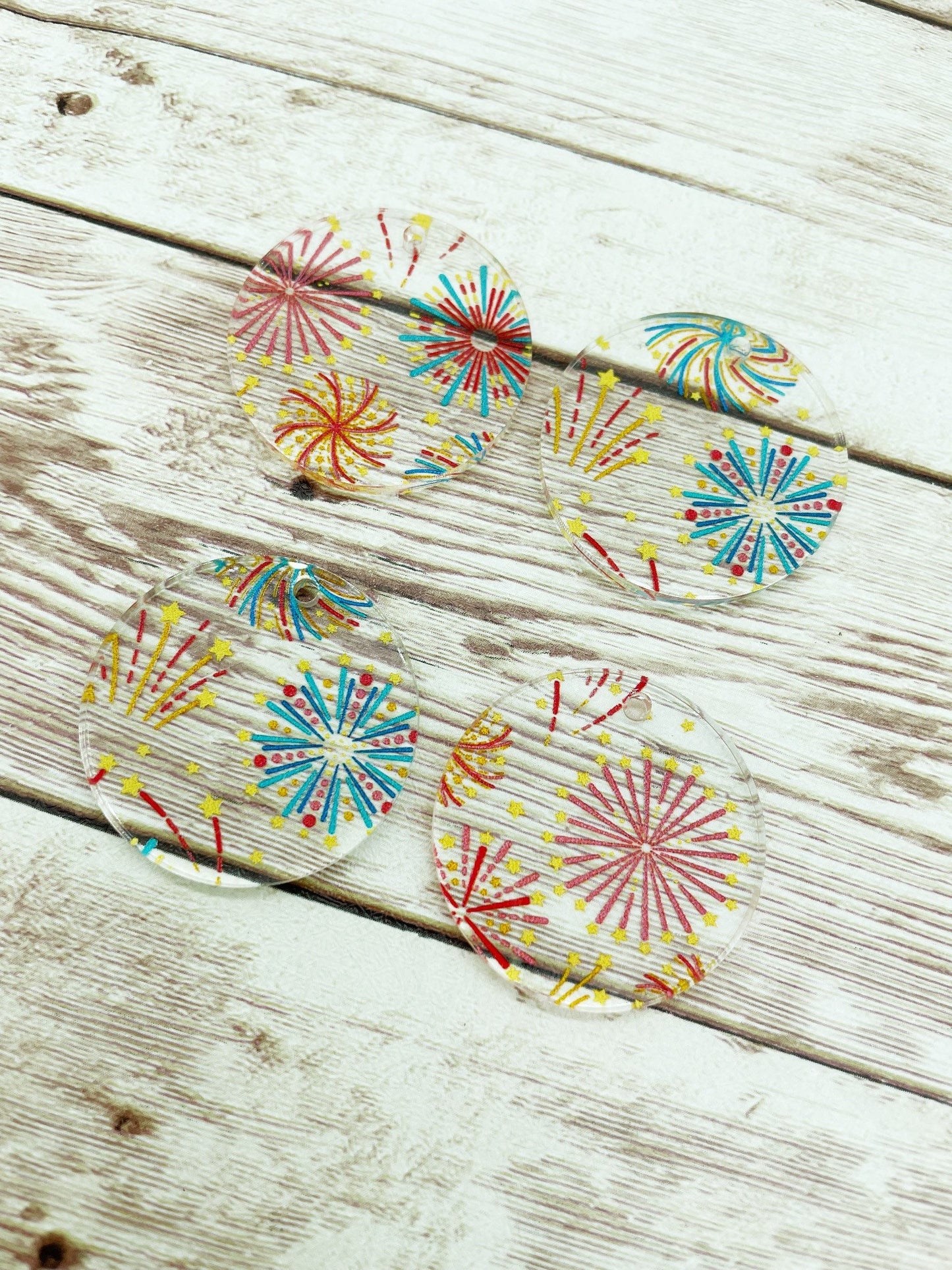 Patterned Fireworks Acrylic Round Earring Blanks, DIY Jewelry Making