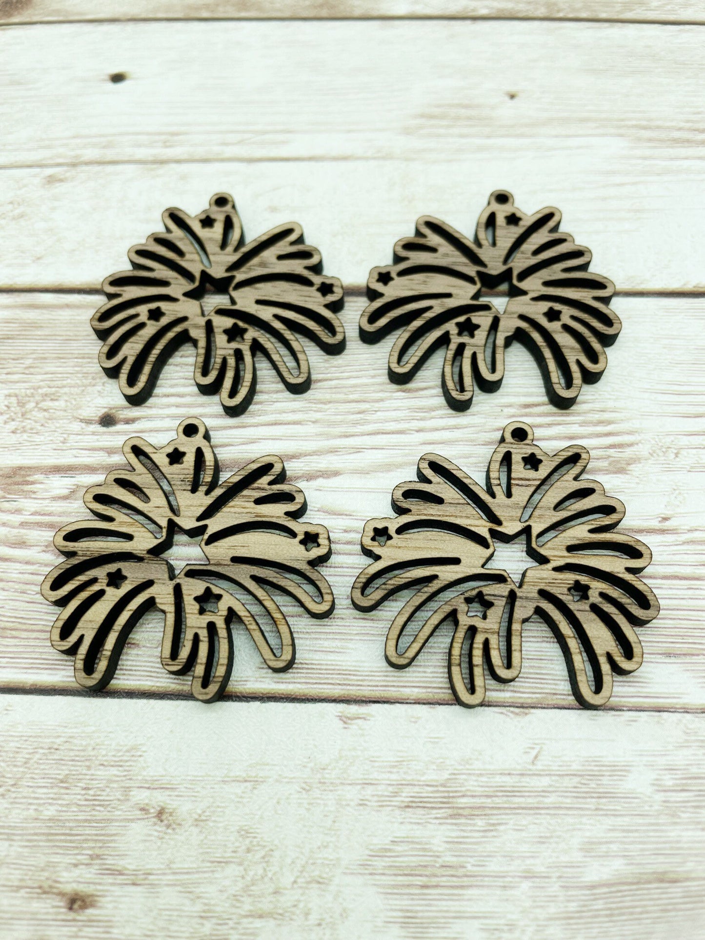 Wood Fireworks Earring Blanks, Finished Walnut Blank, DIY Jewelry Making