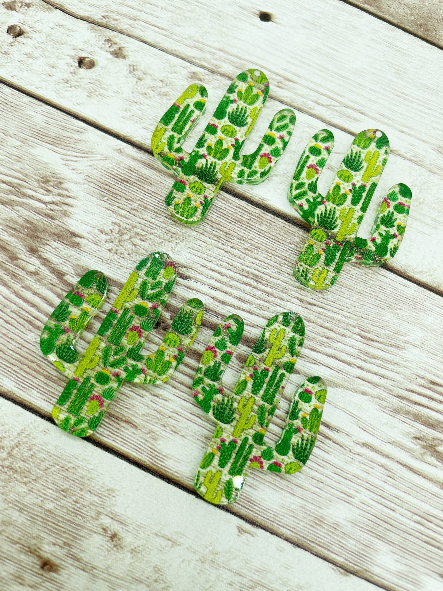 Patterned Acrylic Cactus Print Earring Blanks, DIY Jewelry Making