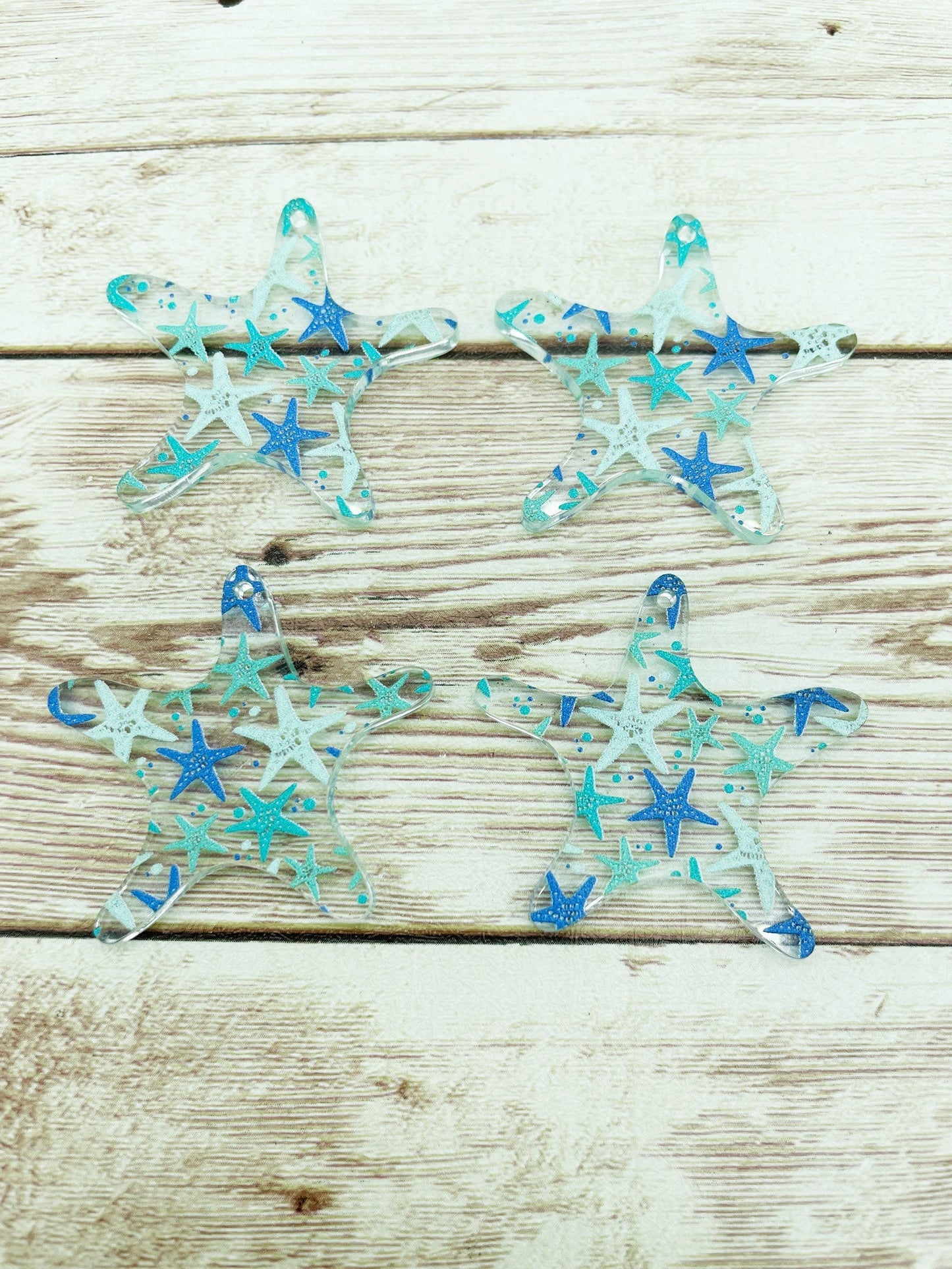 Patterned Acrylic Starfish Earring Blanks, DIY Jewelry Making